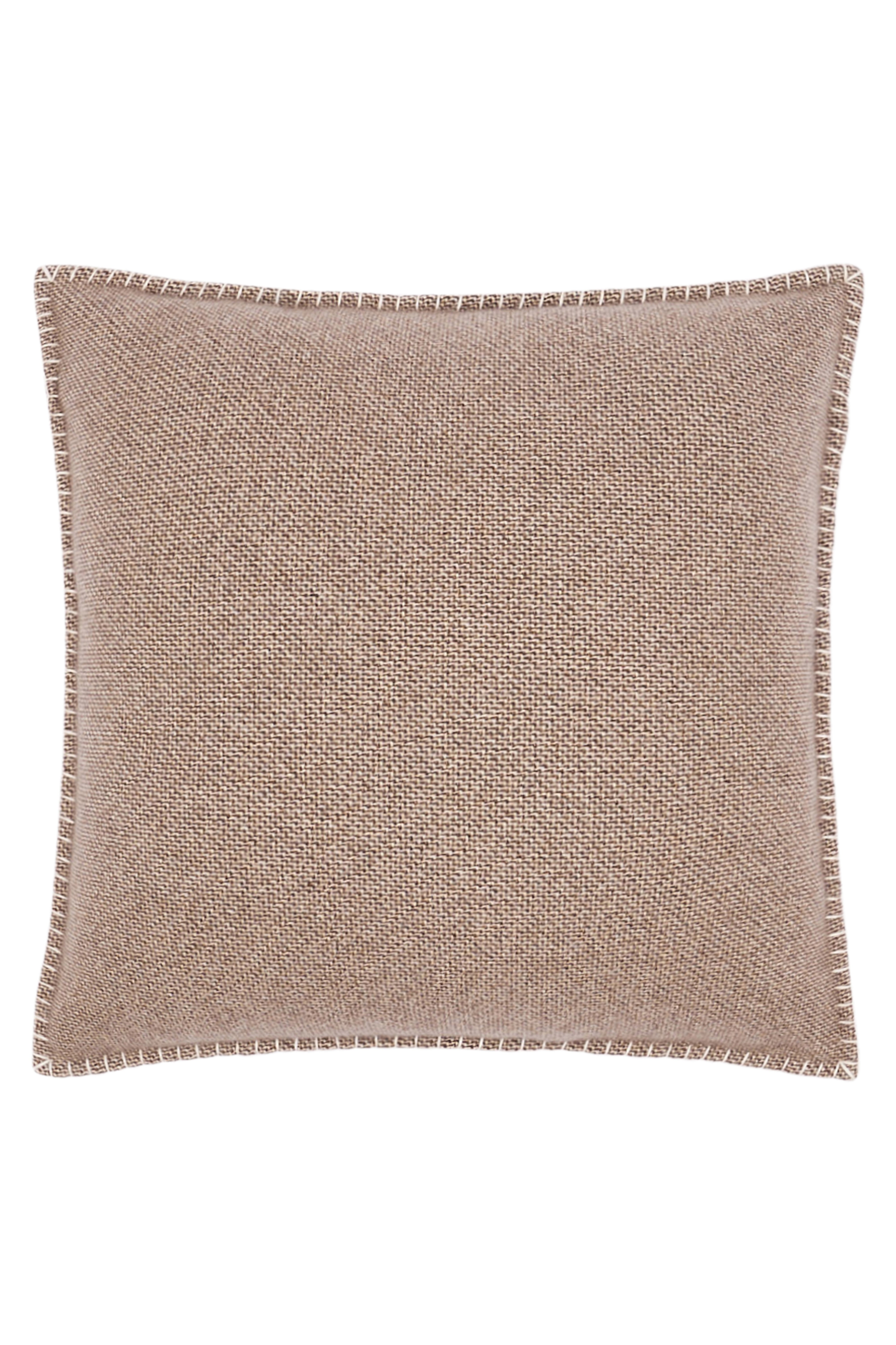 Bass: cashmere cushion with handcrafted edges - Brown