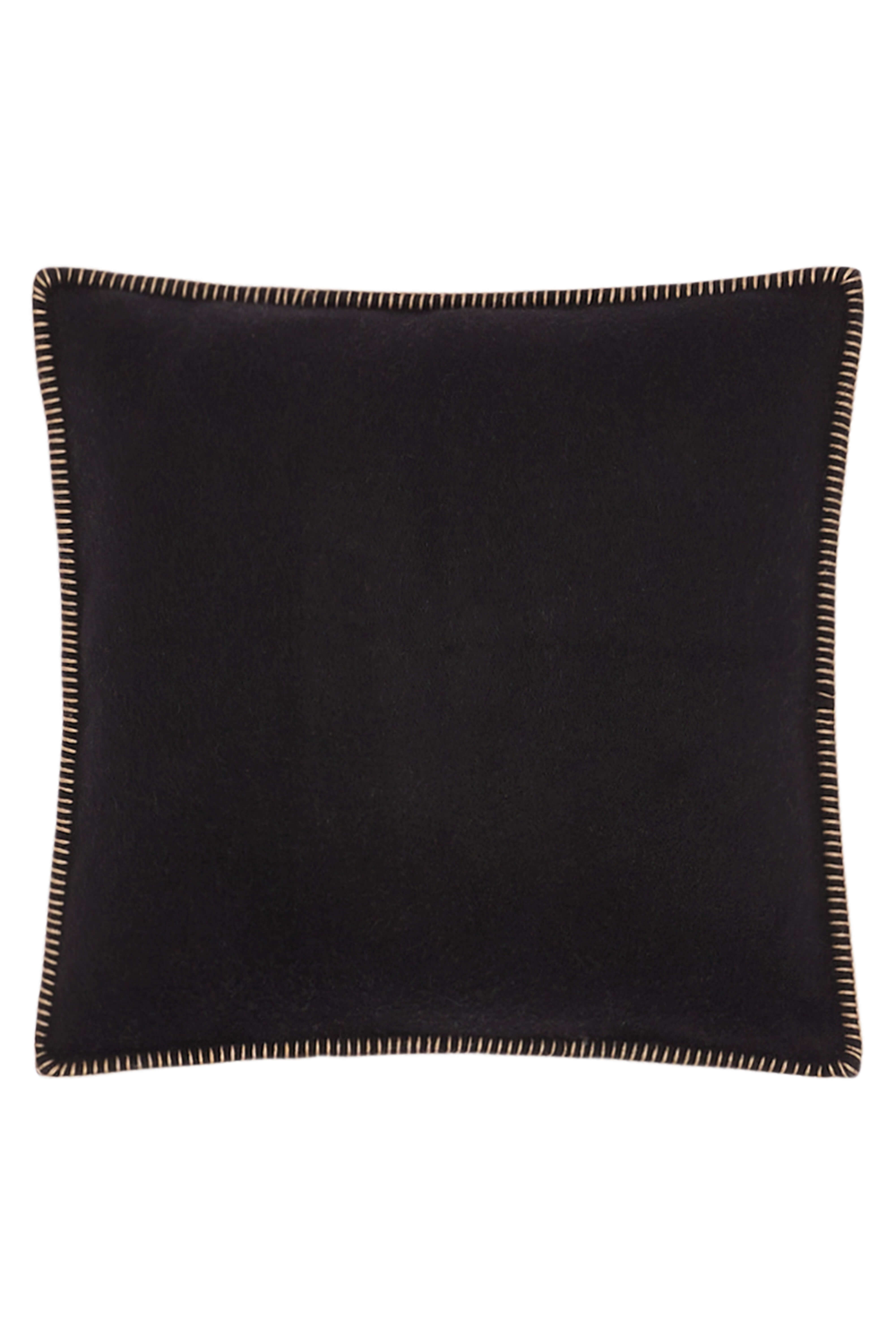 Luberon: cashmere cushion with handcrafted edges - Black / Steel
