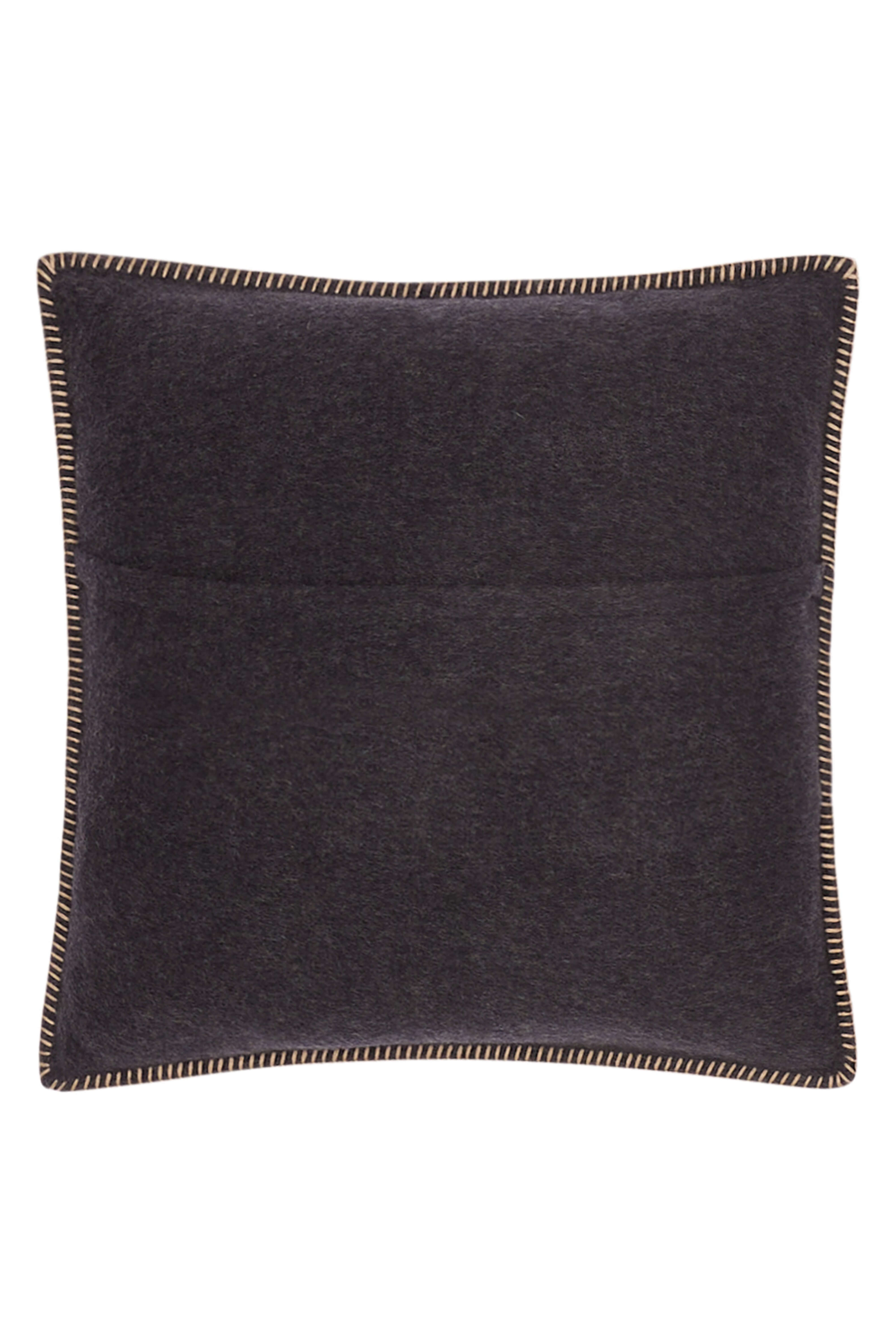 Luberon: cashmere cushion with handcrafted edges - Black / Steel