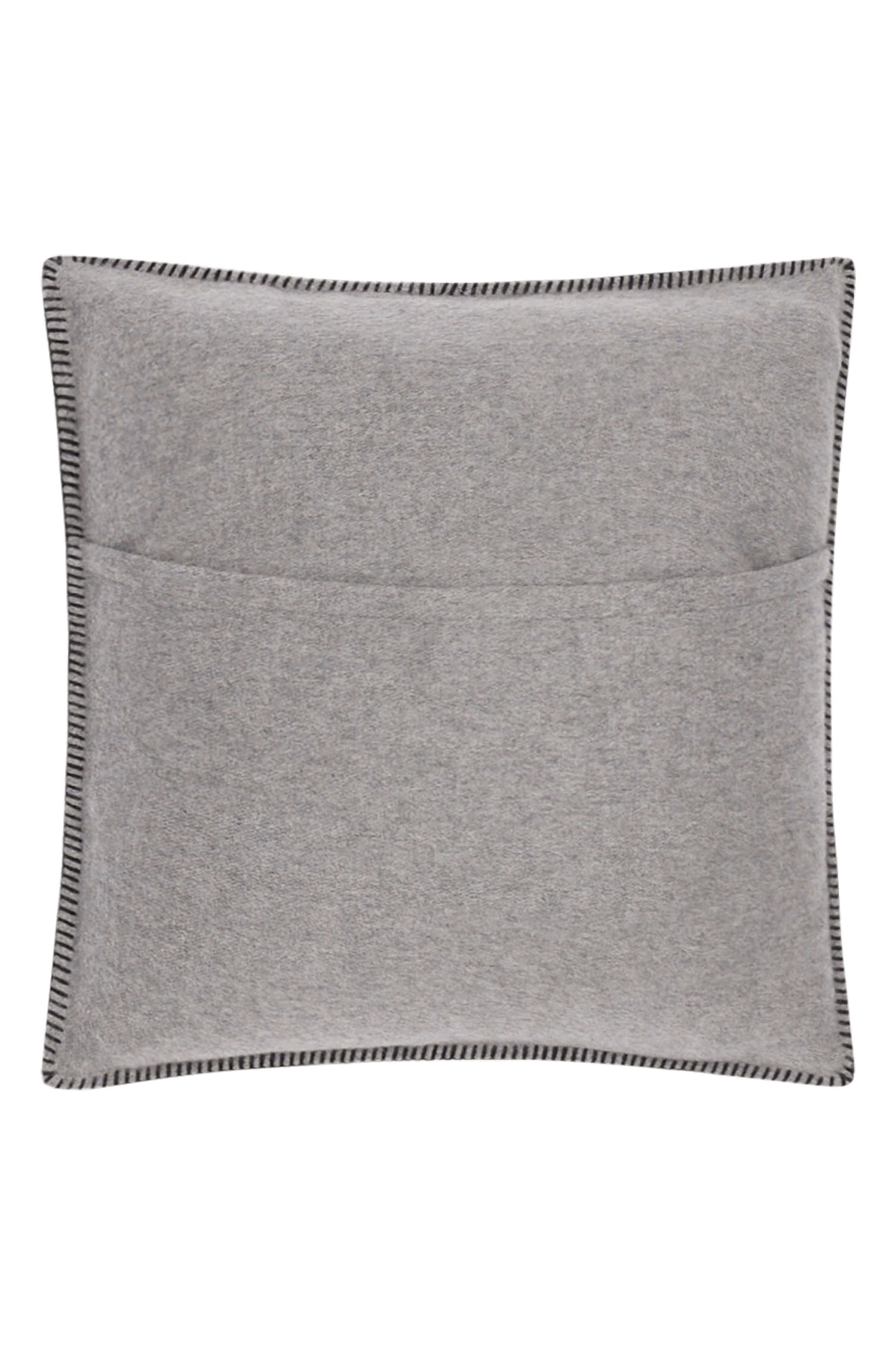 Luberon: cashmere cushion with handcrafted edges - Steel / Medium Grey