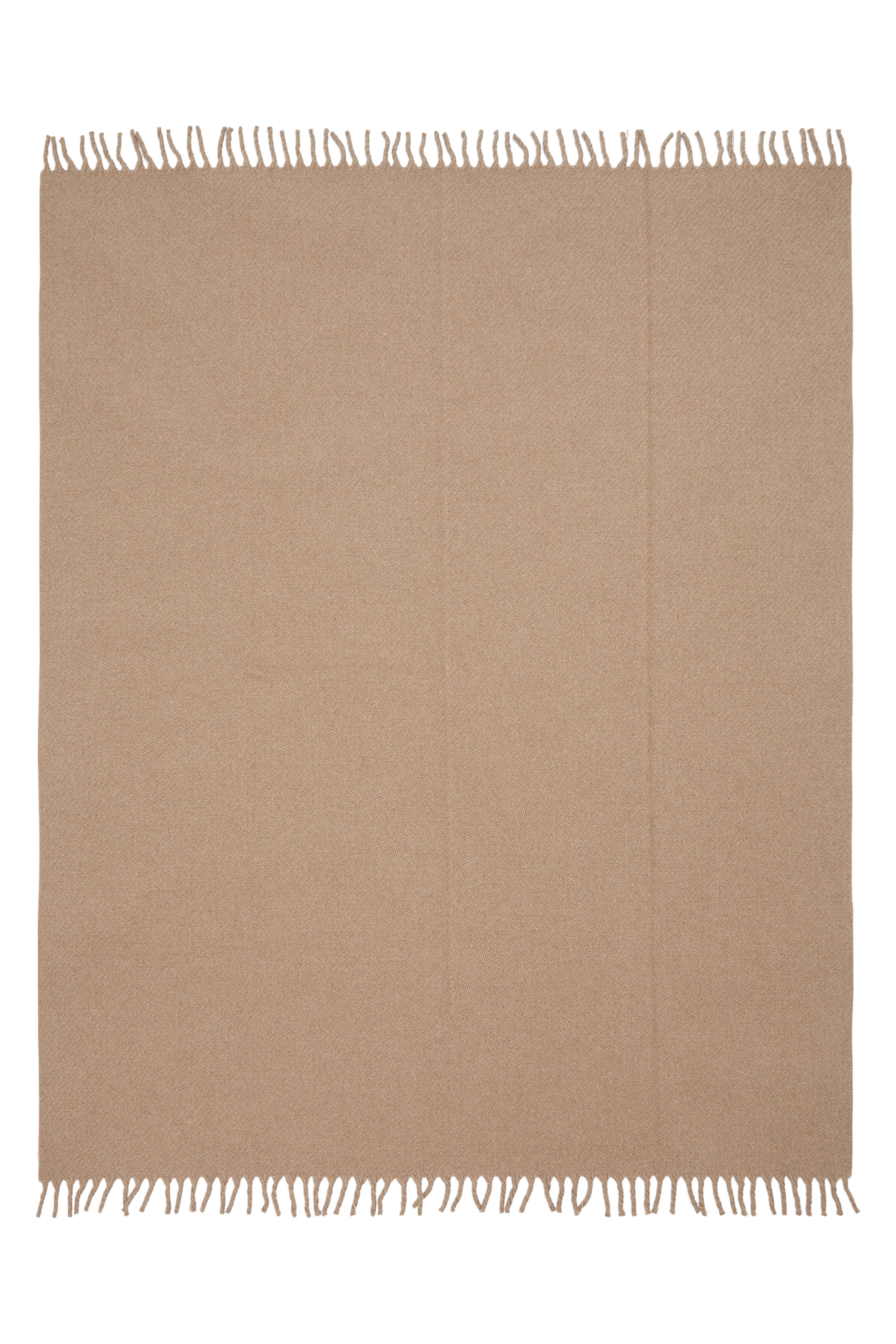 Lucca: cashmere throw with handcrafted fringes - Camel