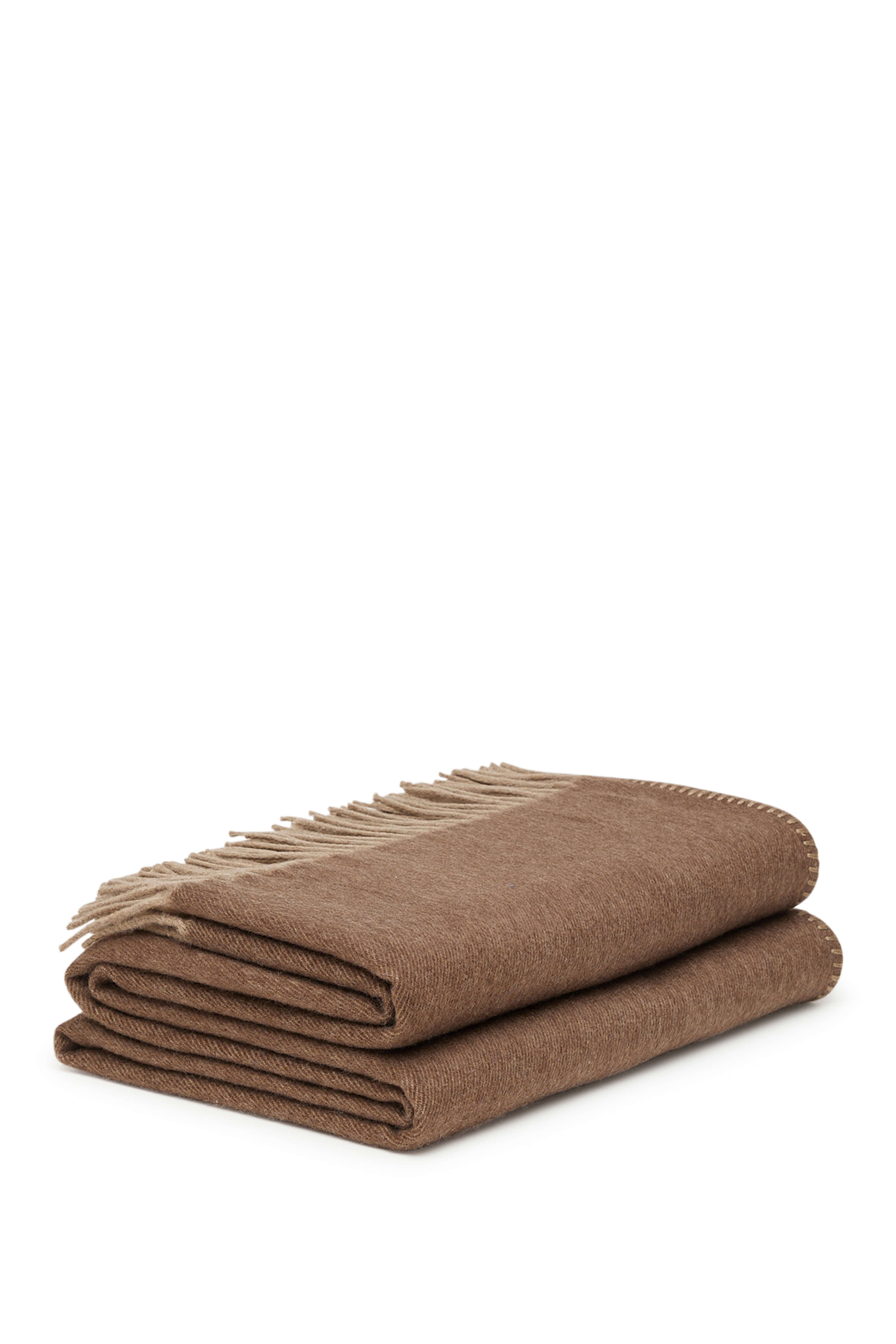 Melrose: cashmere two tone double sided throw - Brown / Beige