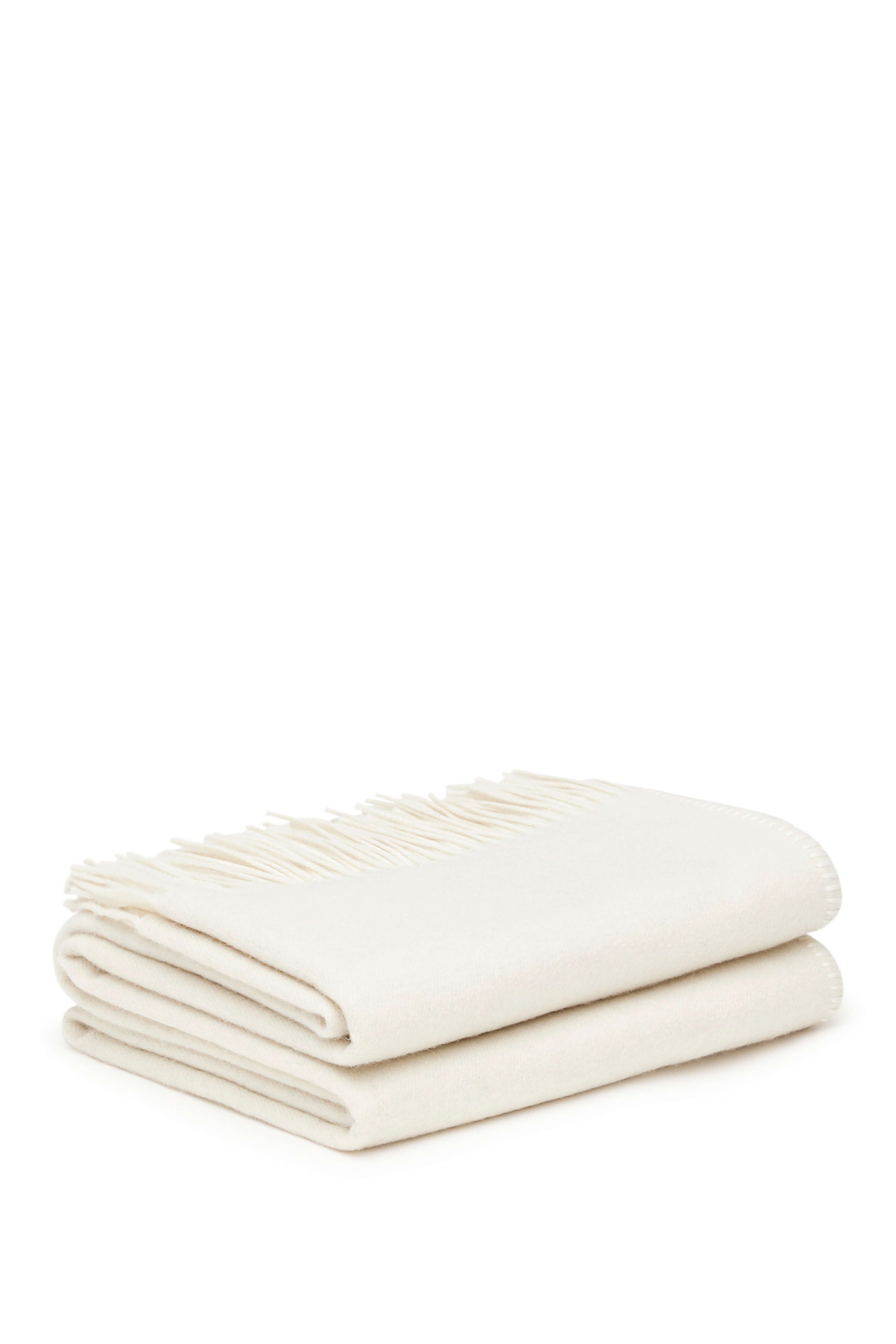Melrose: cashmere two tone double sided throw - Ecru / Pearl