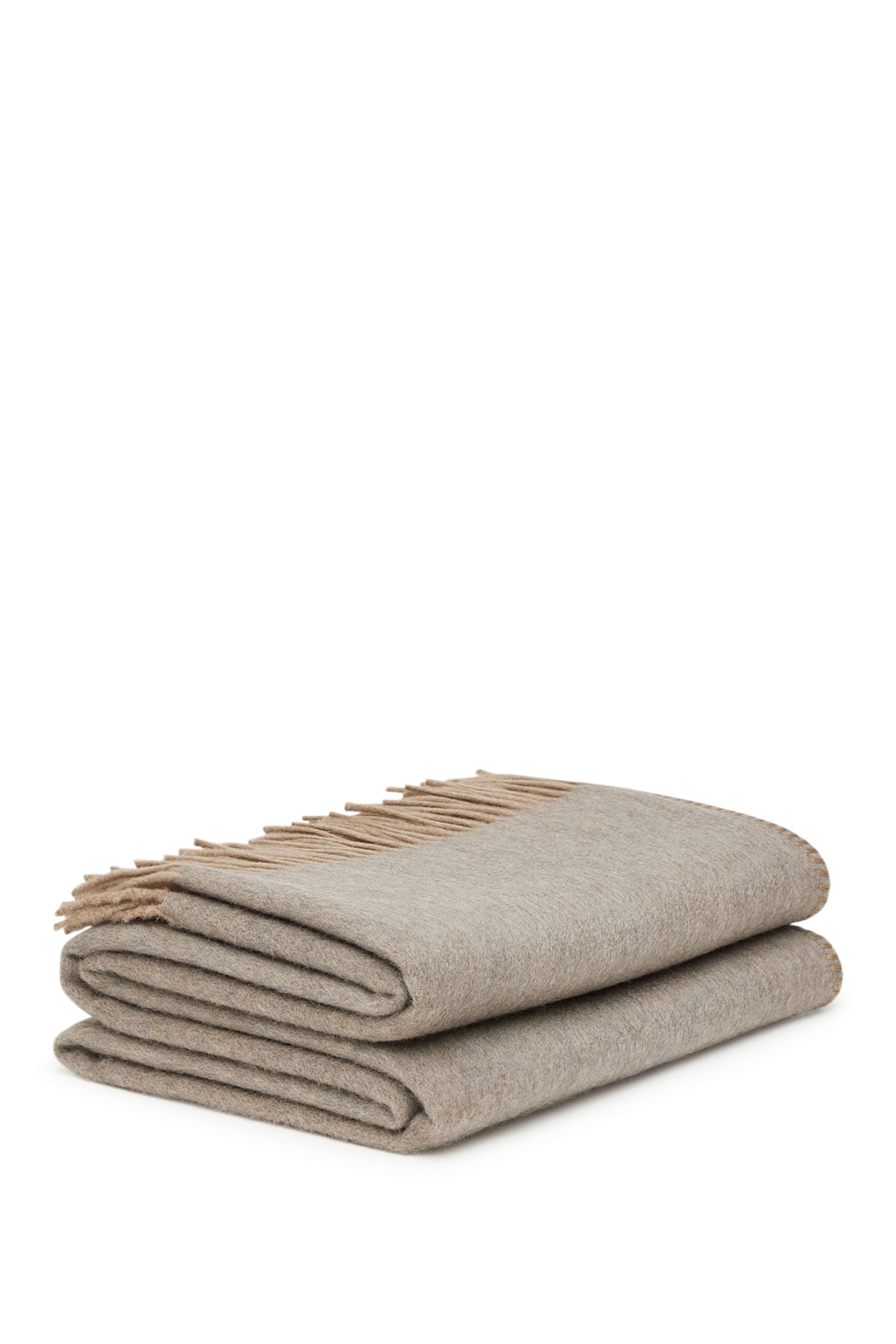 Melrose: cashmere two tone double sided throw - Grey / Beige