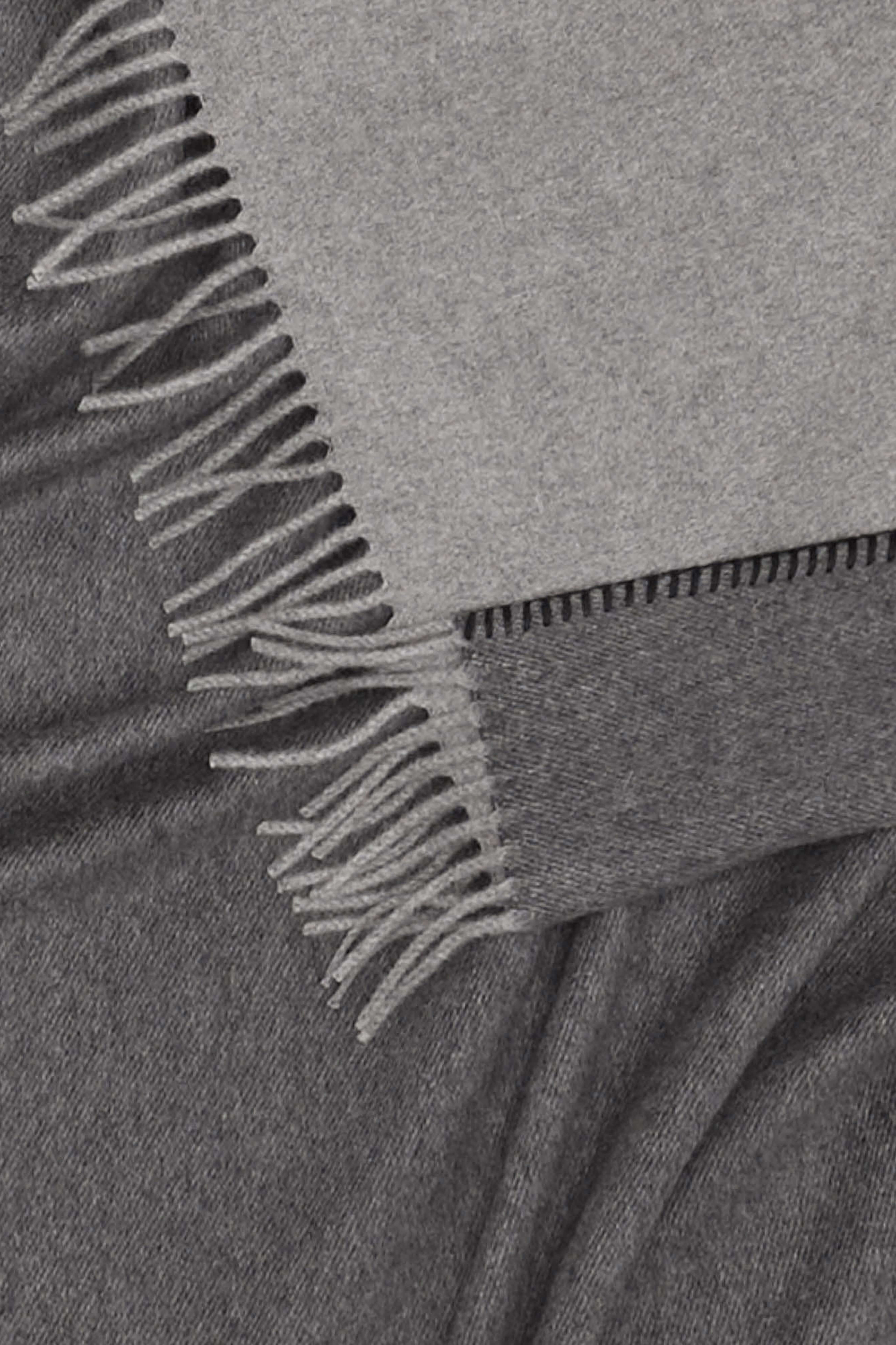 Melrose: cashmere two tone double sided throw - Steel / Medium Grey