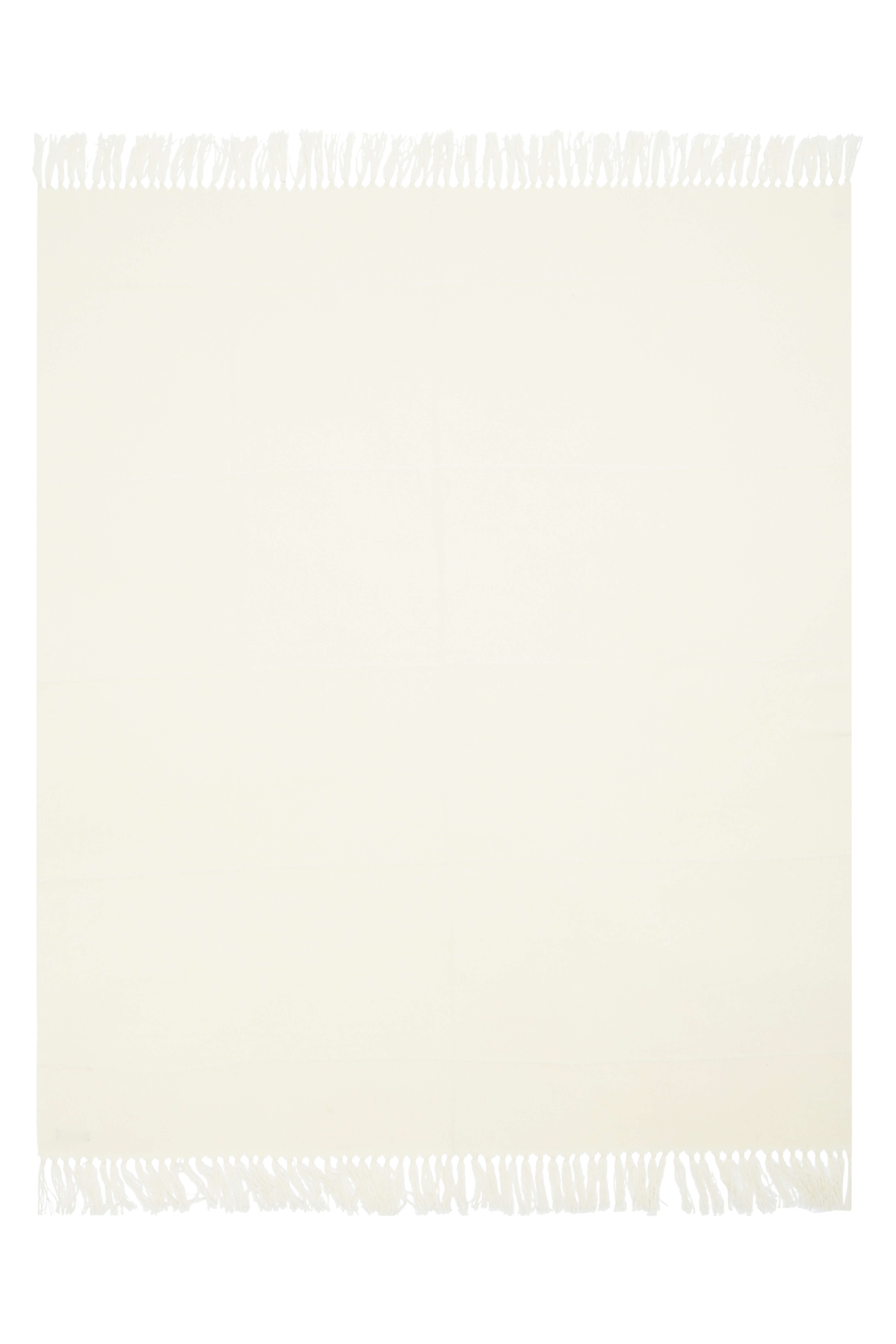 Onda: cashmere throw with hand knotted fringes - Ecru