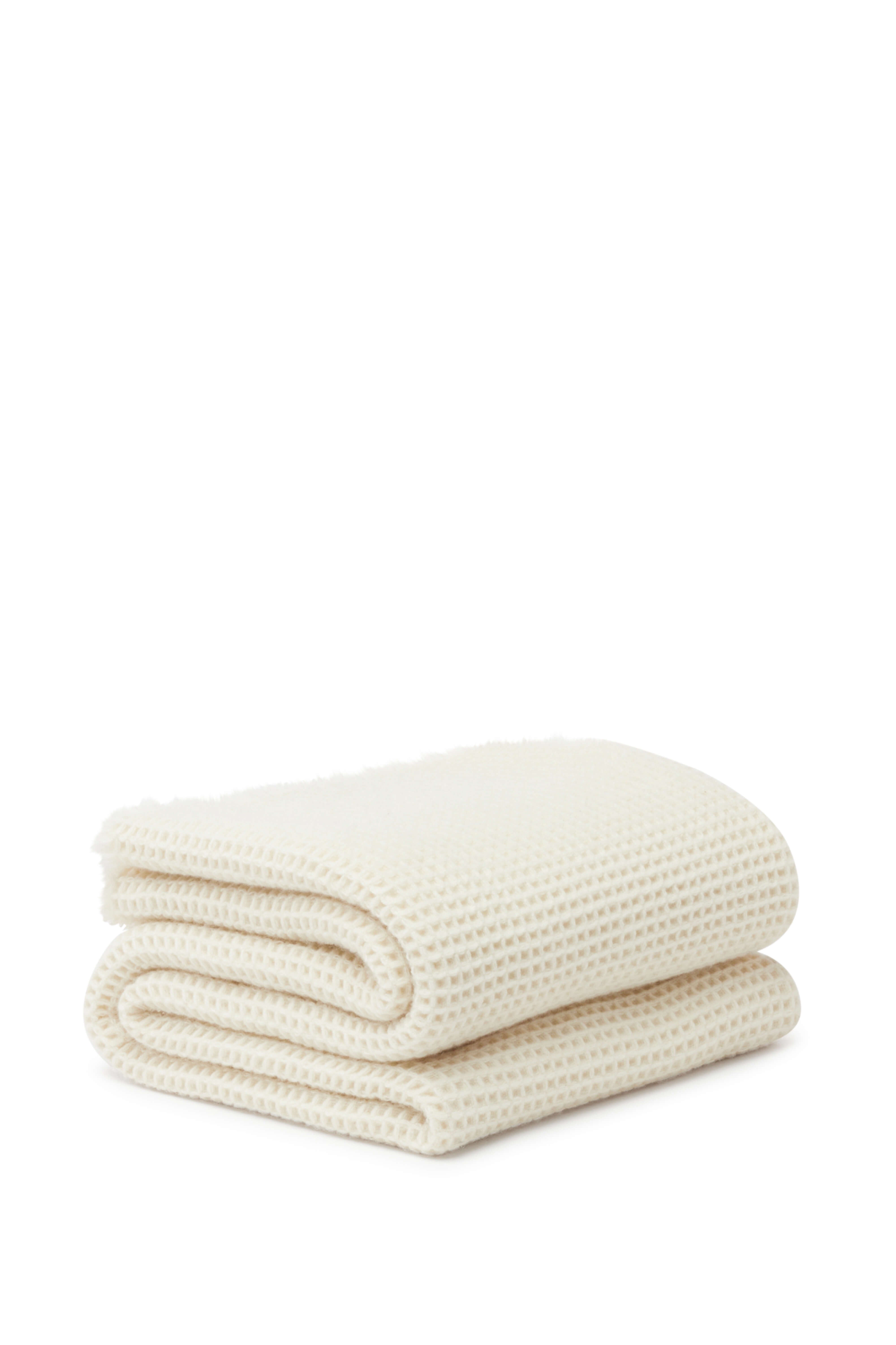 Sasha: cashmere honeycomb throw - Ecru