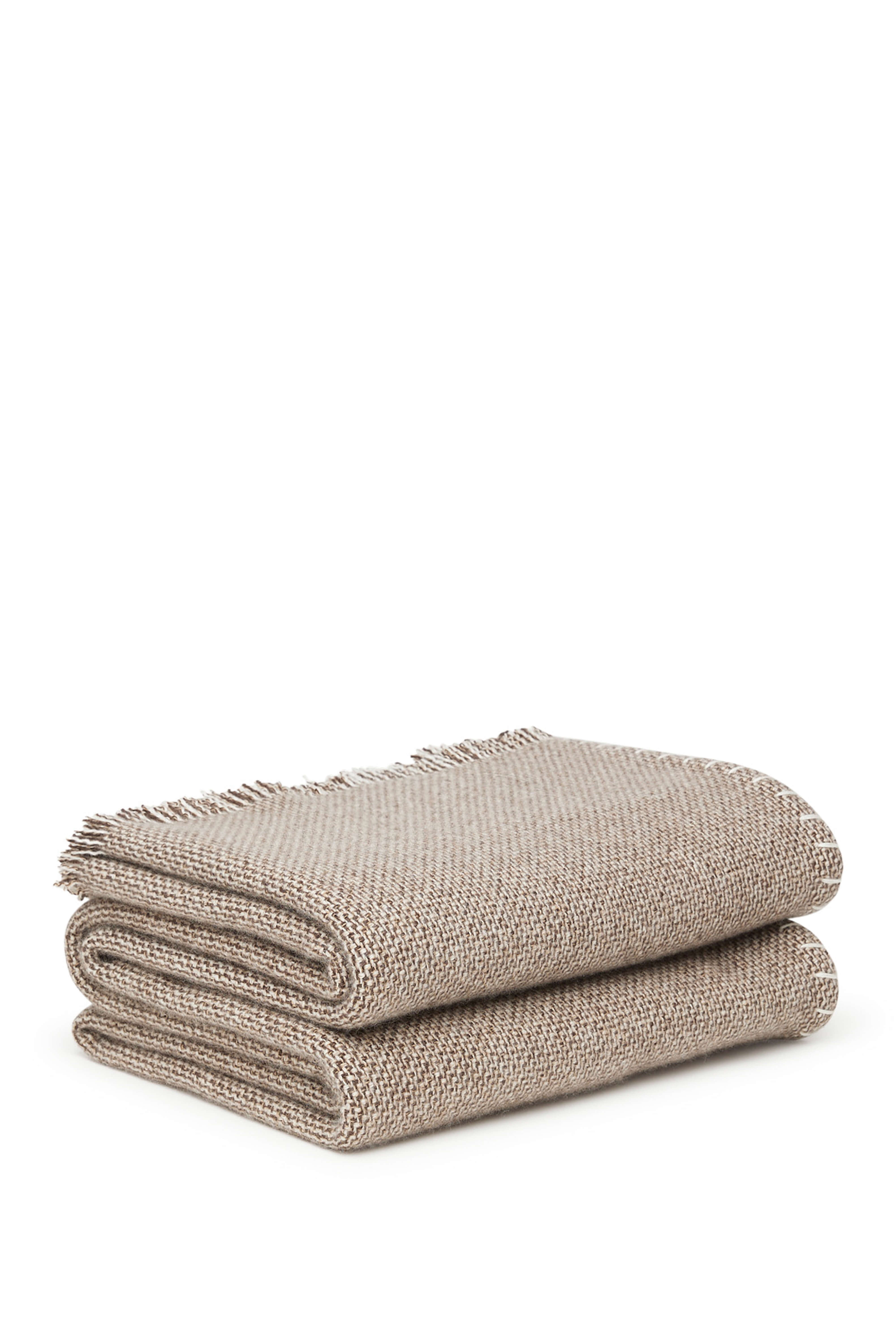Theo: cashmere throw with fringes and handcrafted edges - Brown