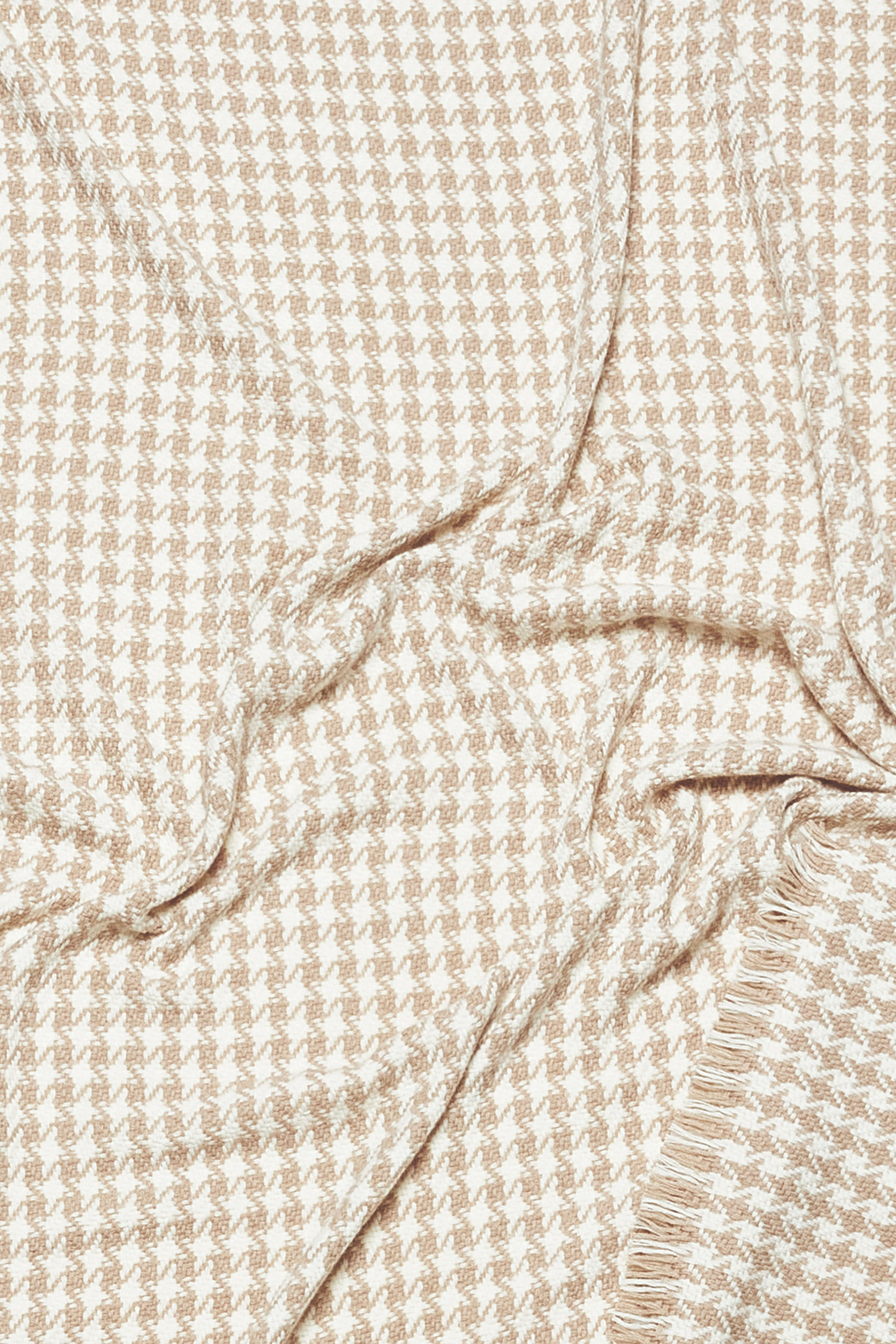 Tolone: houndstooth cashmere throw - Beige / Ecru