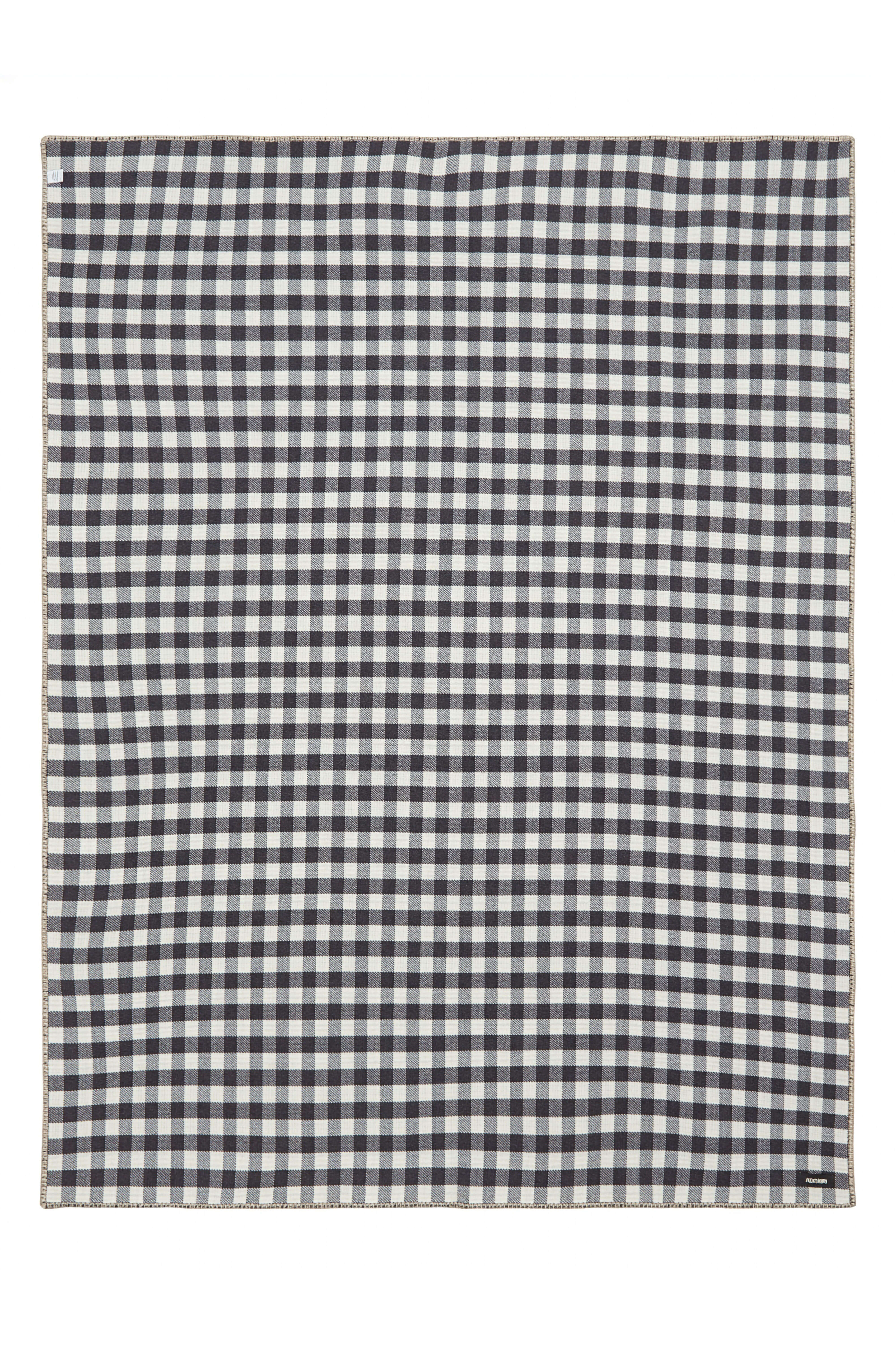 Babette: cashmere double sided check throw - Ecru / Steel / Caramel