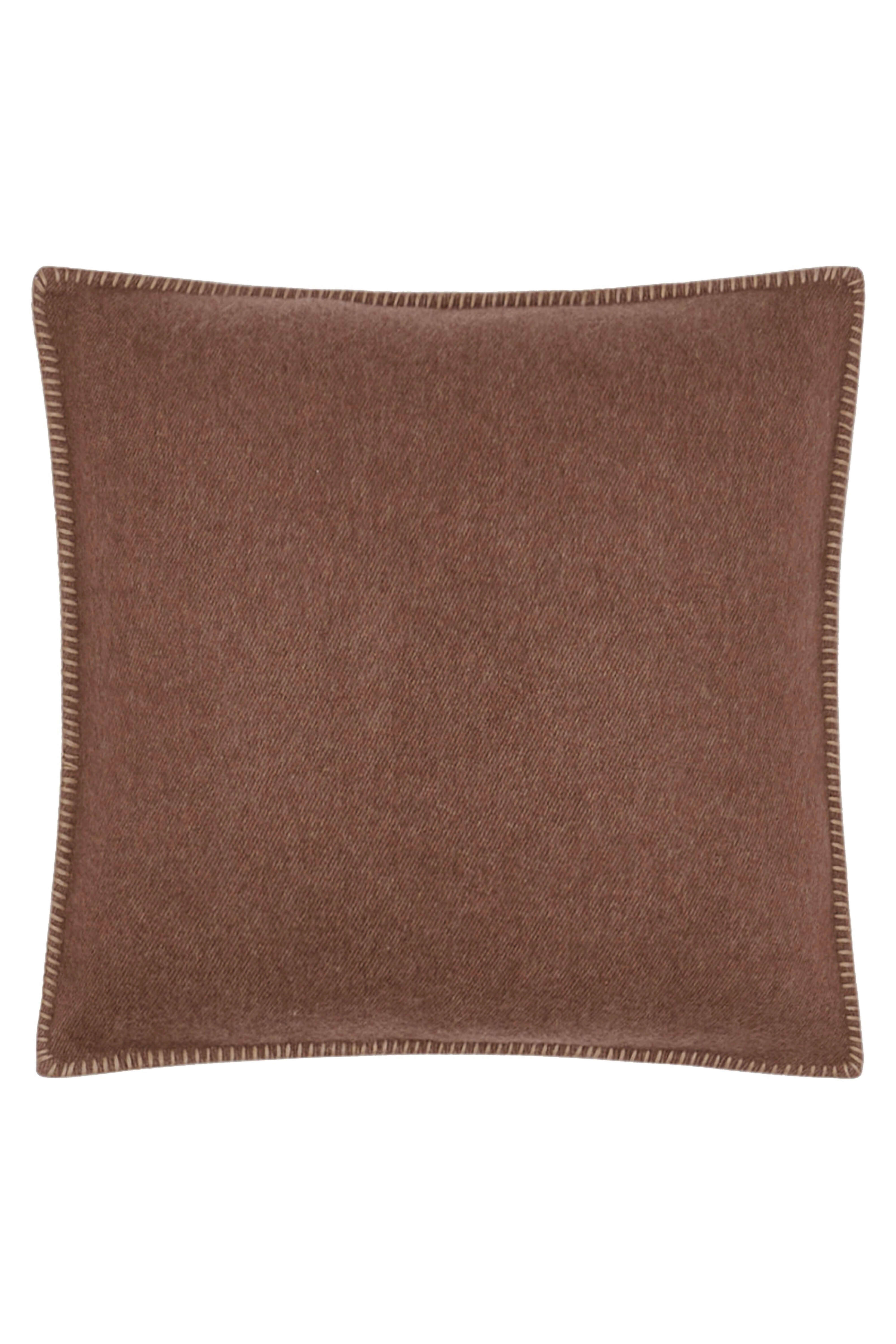 Luberon: cashmere cushion with handcrafted edges - Brown / Beige