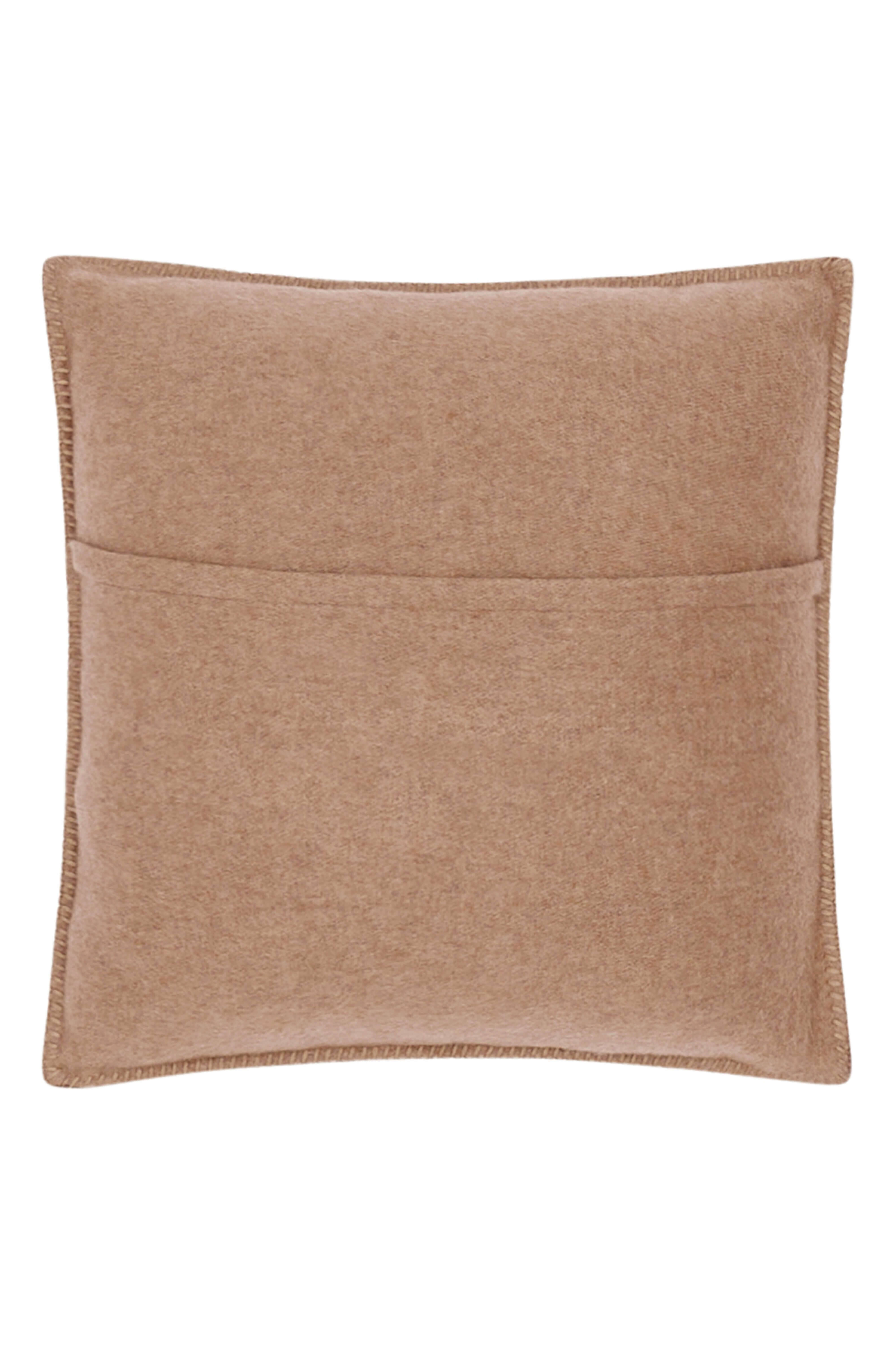 Luberon: cashmere cushion with handcrafted edges - Brown / Beige