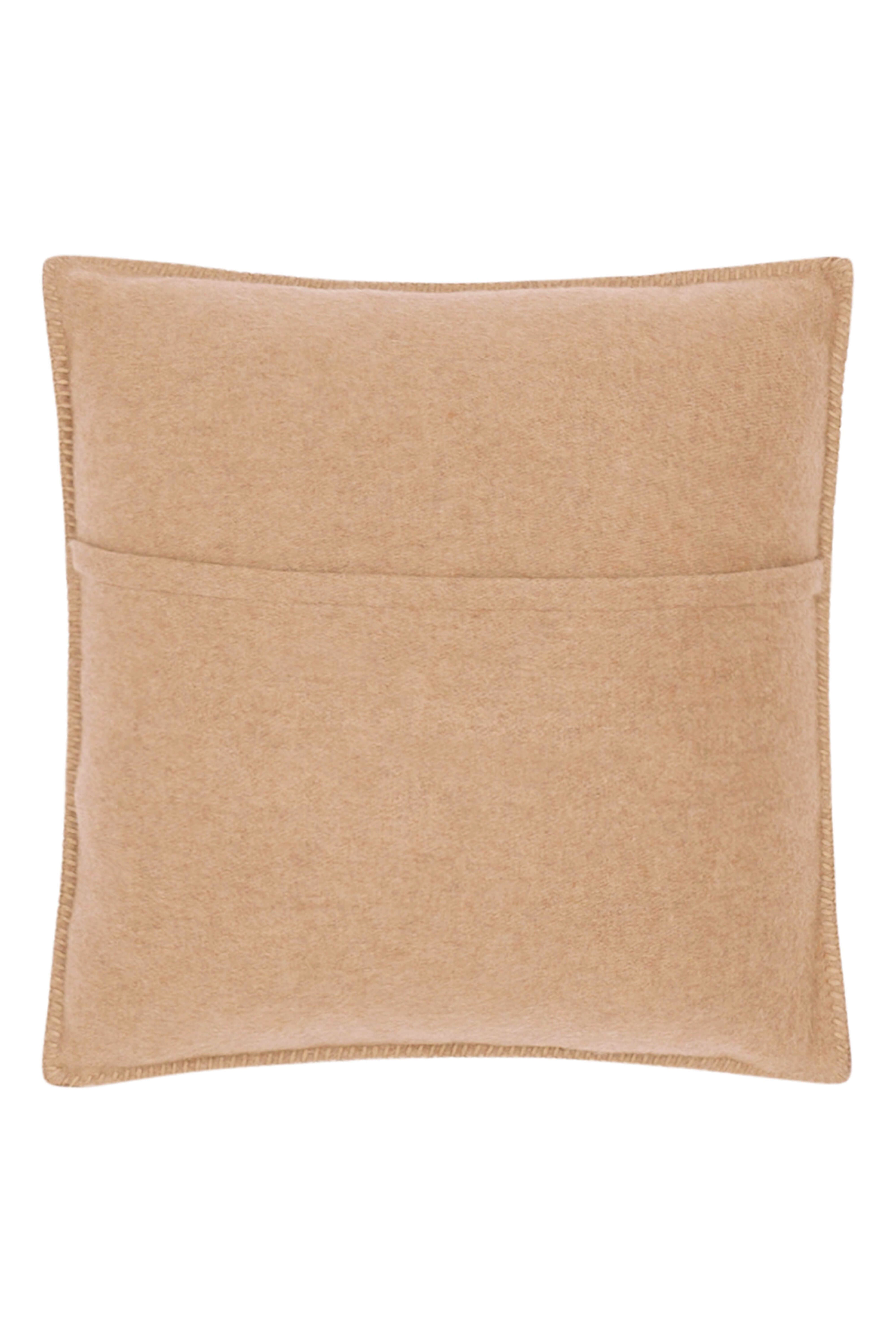 Luberon: cashmere cushion with handcrafted edges - Camel / Beige