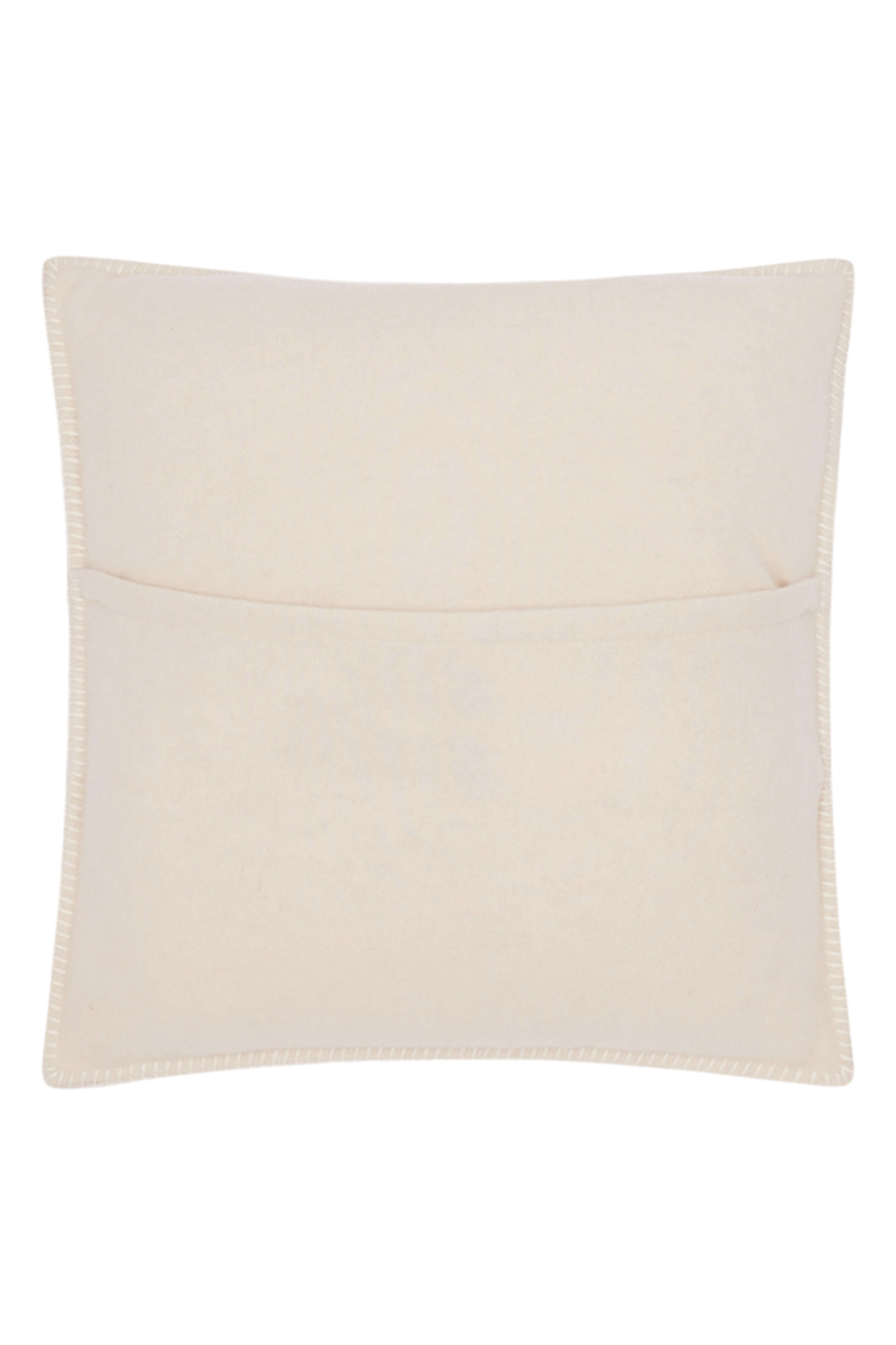 Luberon: cashmere cushion with handcrafted edges - Ecru / Pearl