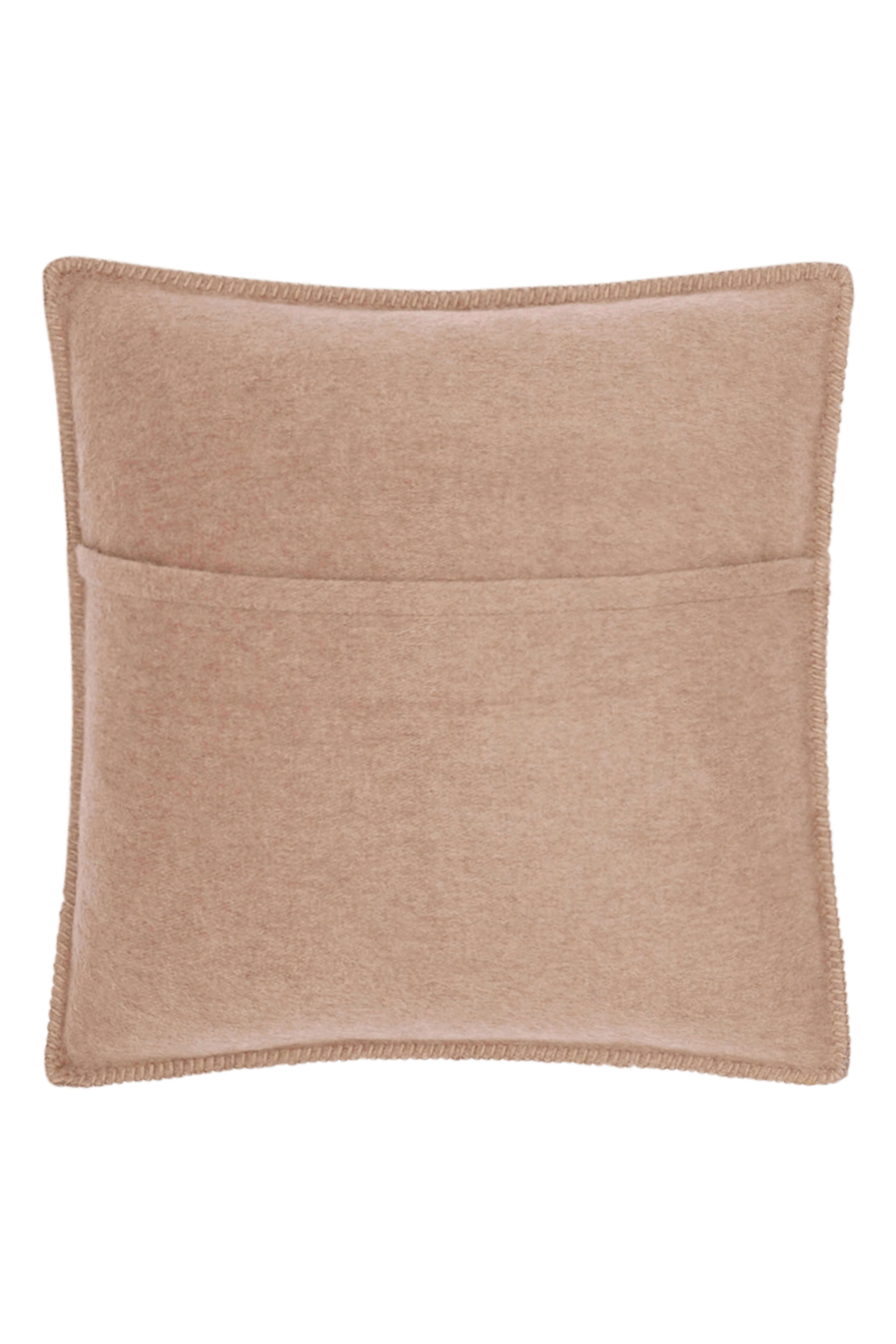Luberon: cashmere cushion with handcrafted edges - Grey / Beige