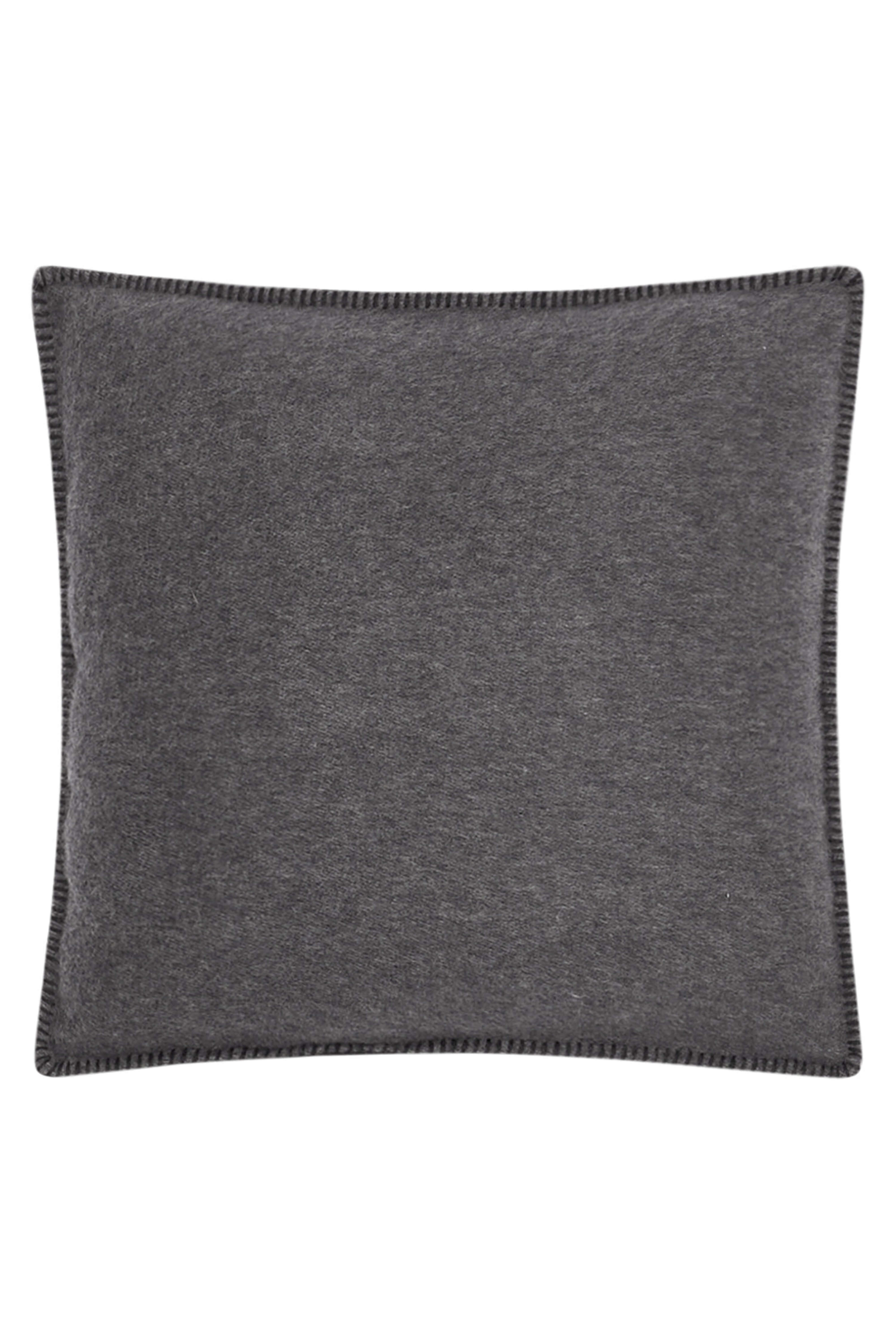 Luberon: cashmere cushion with handcrafted edges - Steel / Medium Grey