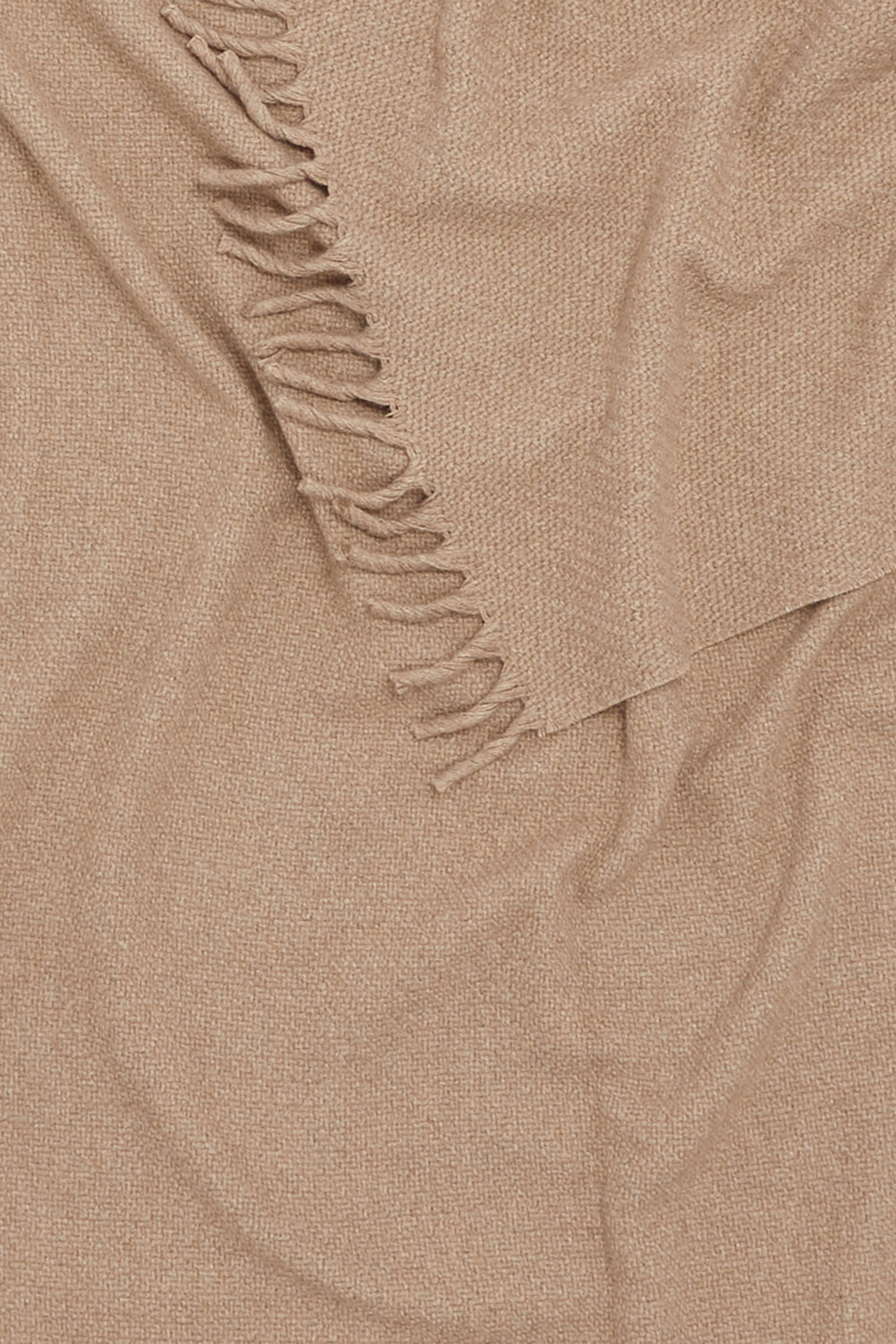 Lucca: cashmere throw with handcrafted fringes - Camel