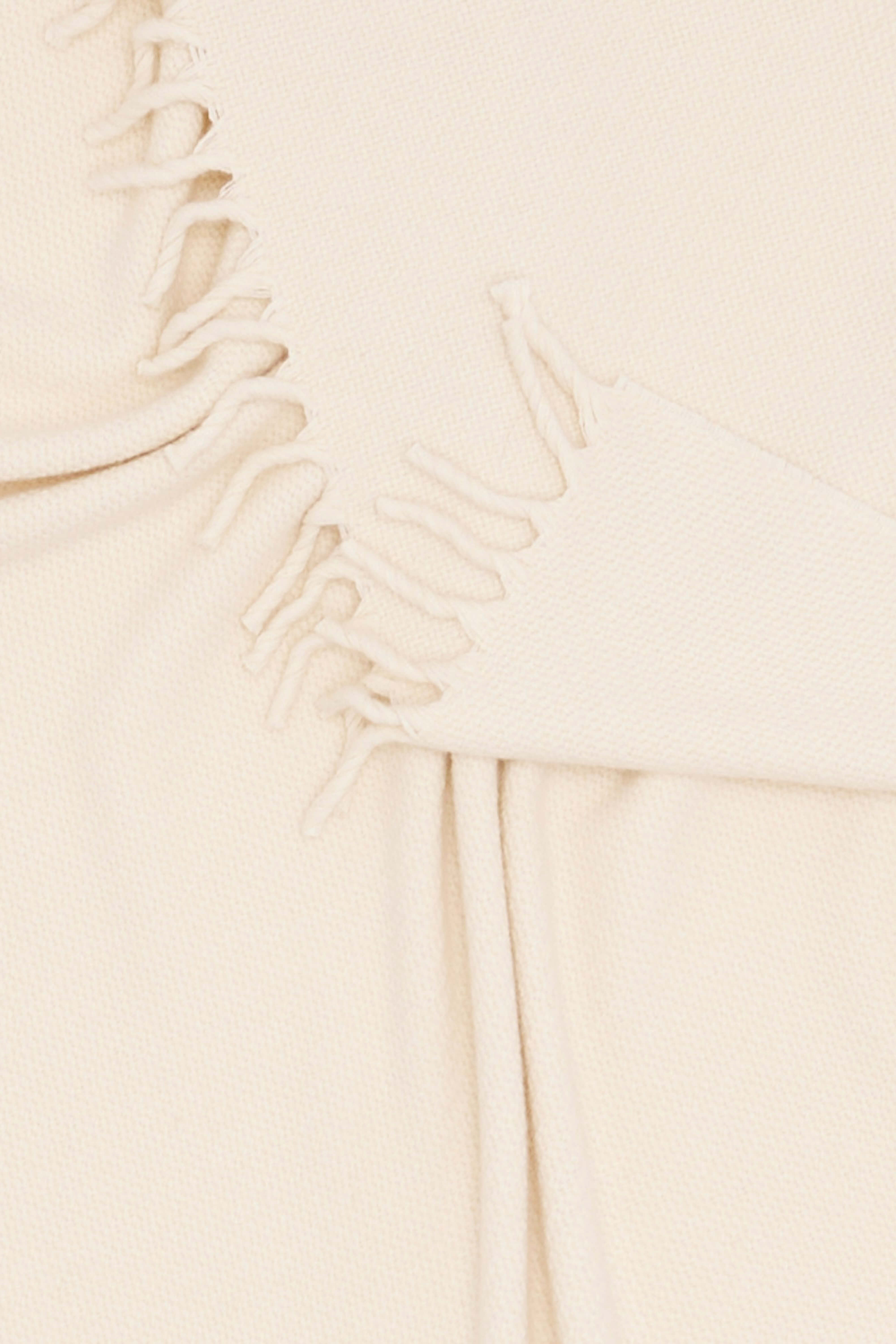 Lucca: cashmere throw with handcrafted fringes - Ecru