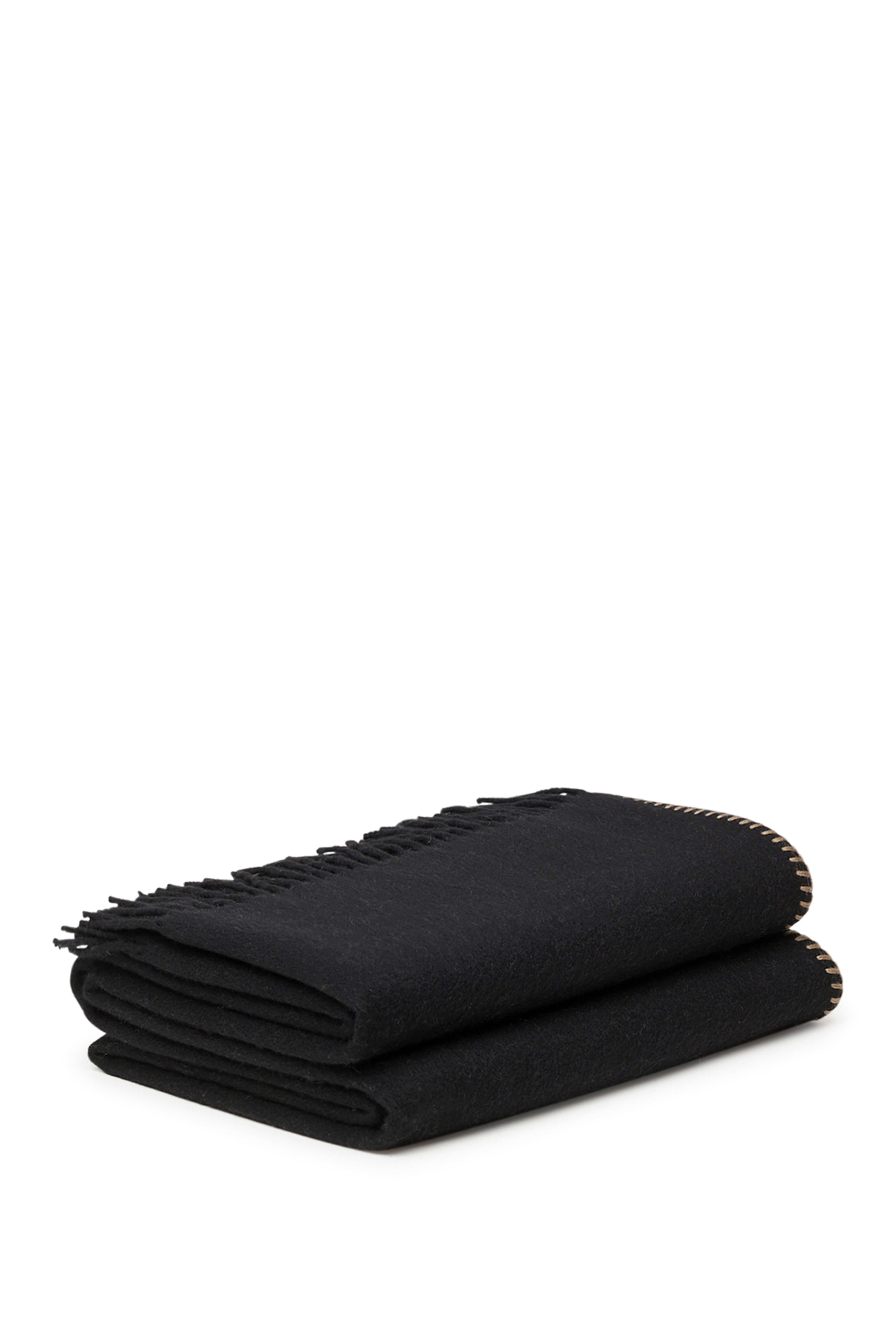 Melrose: cashmere two tone double sided throw - Black / Steel