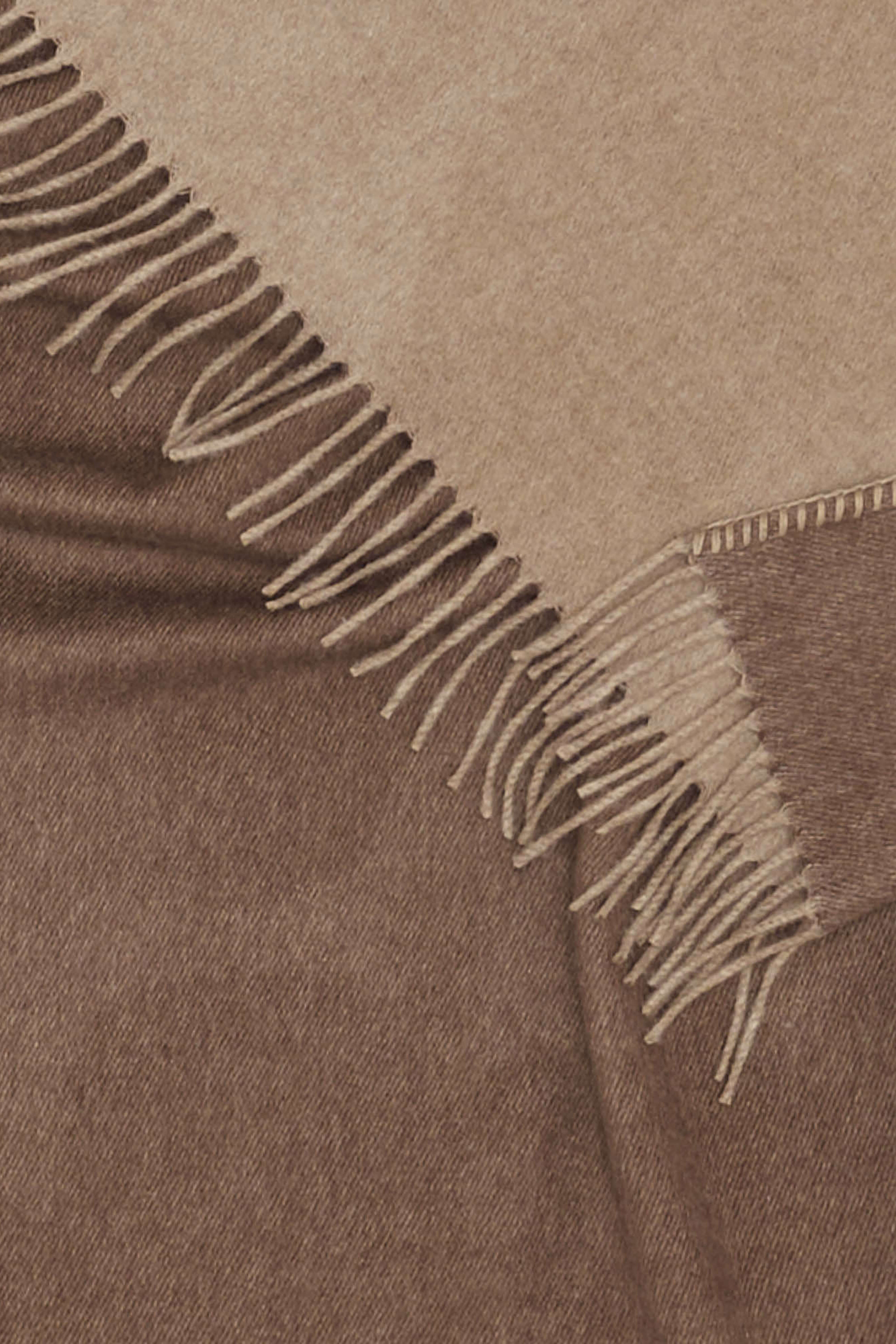 Melrose: cashmere two tone double sided throw - Brown / Beige