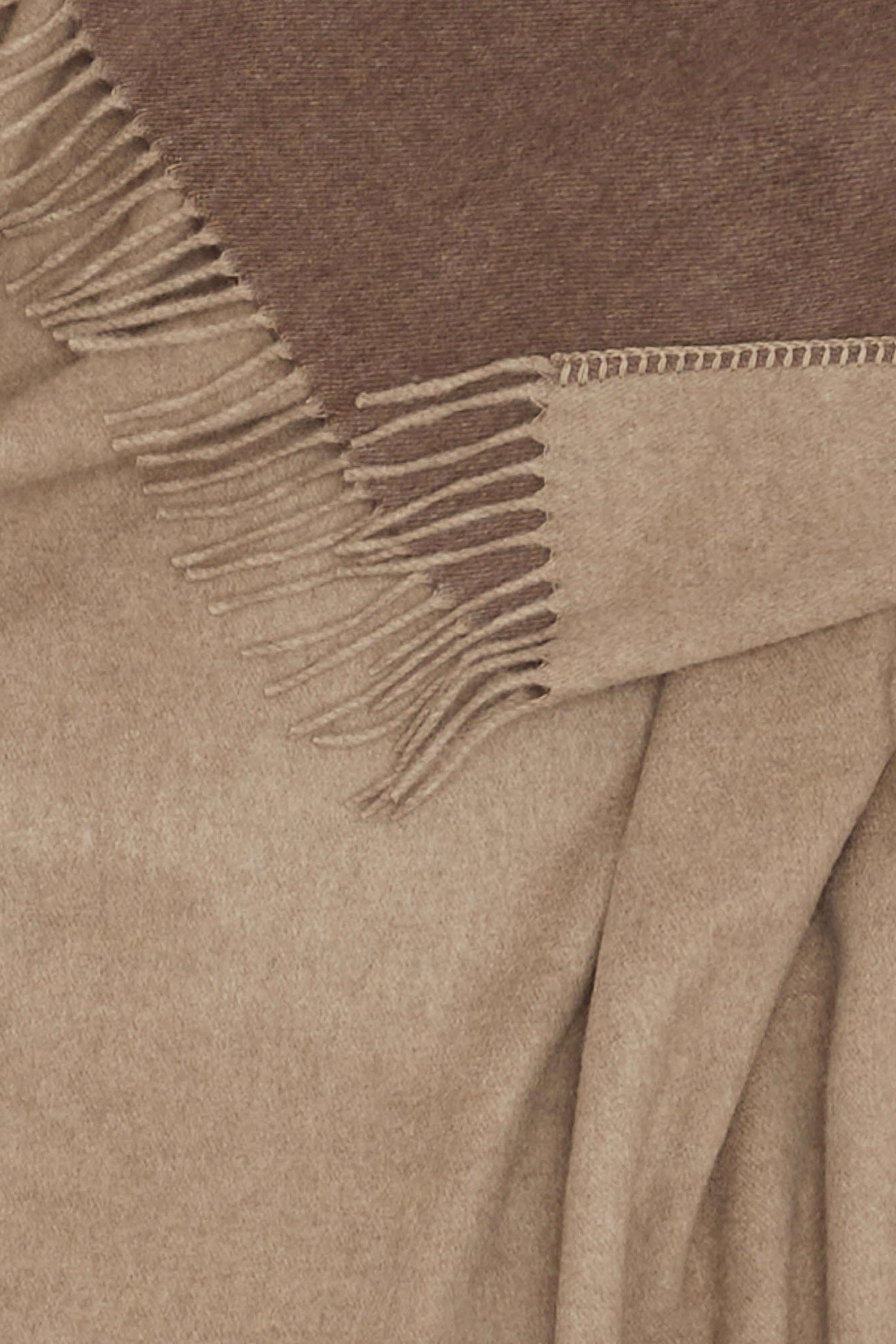 Melrose: cashmere two tone double sided throw - Brown / Beige