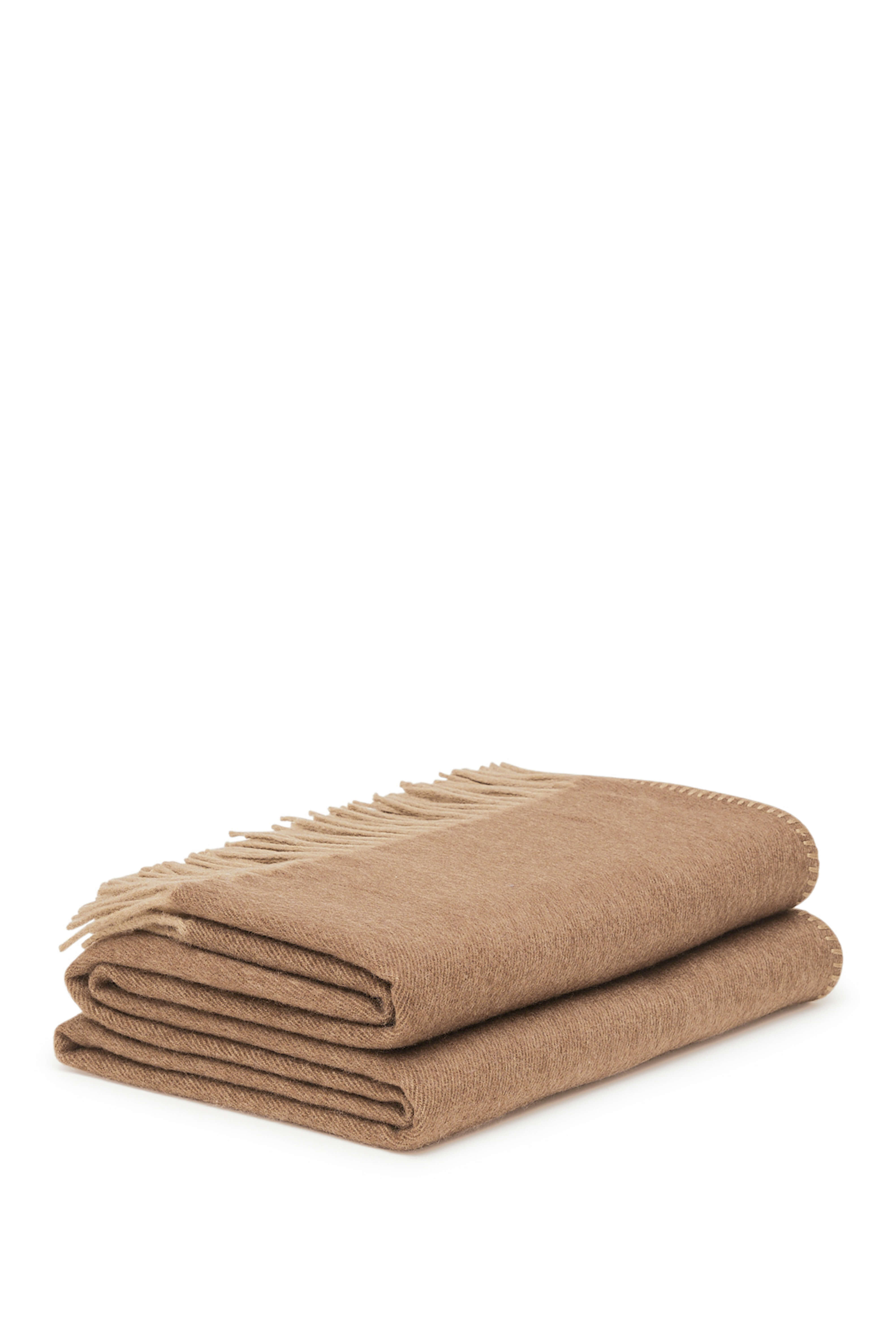 Melrose: cashmere two tone double sided throw - Camel / Beige