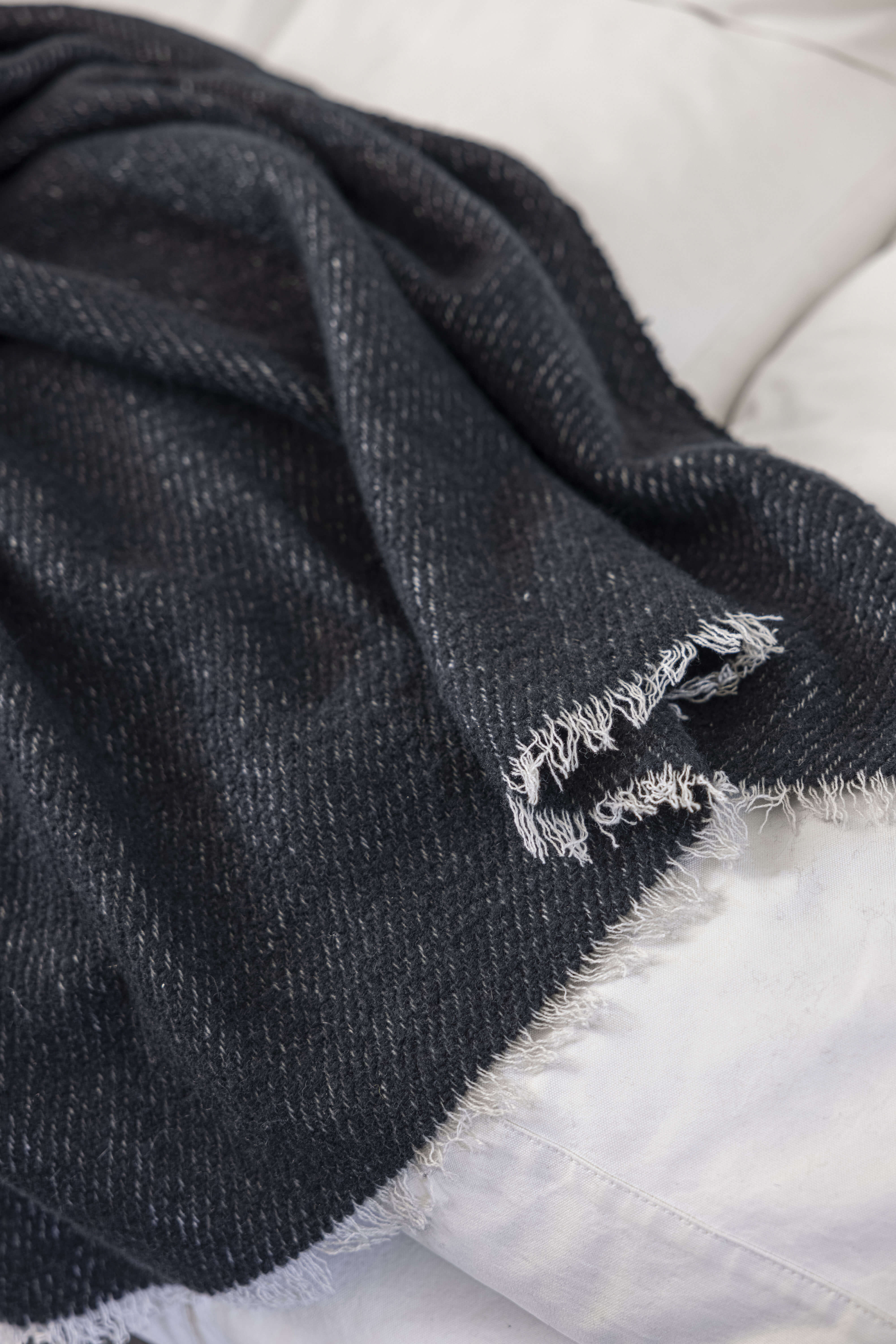 Region: cashmere & silk textured throw - Black