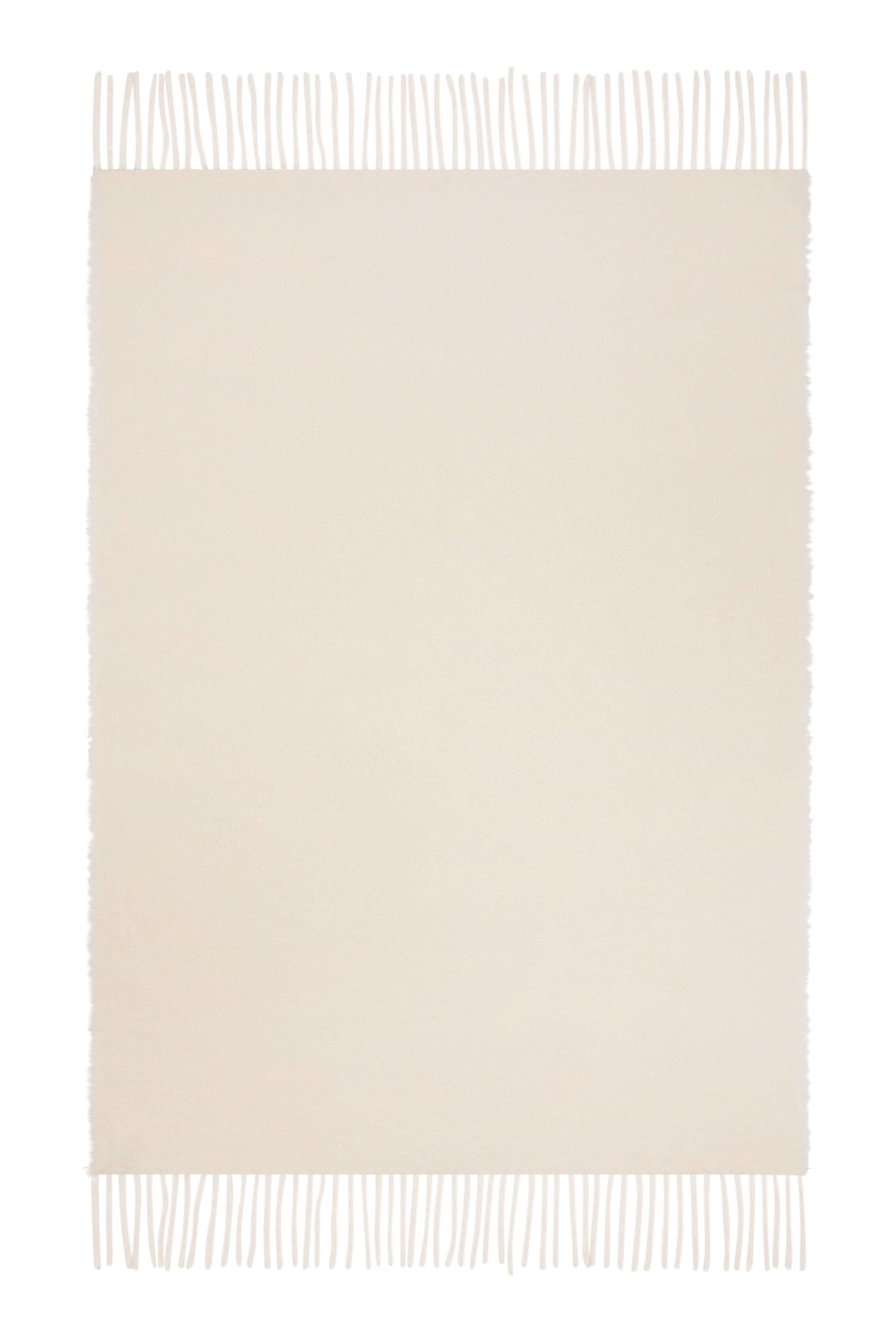 Snow: cashmere & silk throw with bouclé fringes - Ecru