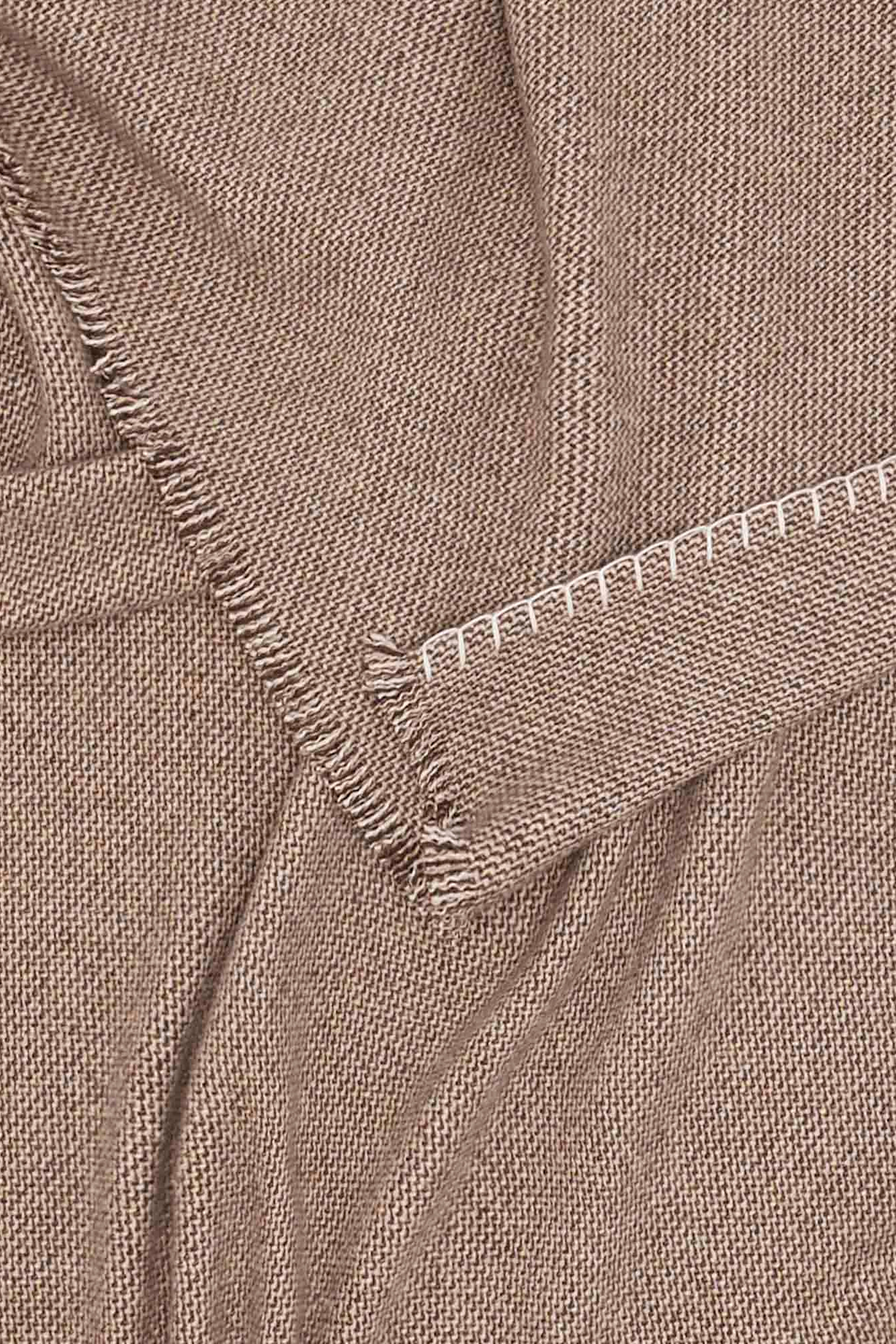 Theo: cashmere throw with fringes and handcrafted edges - Brown