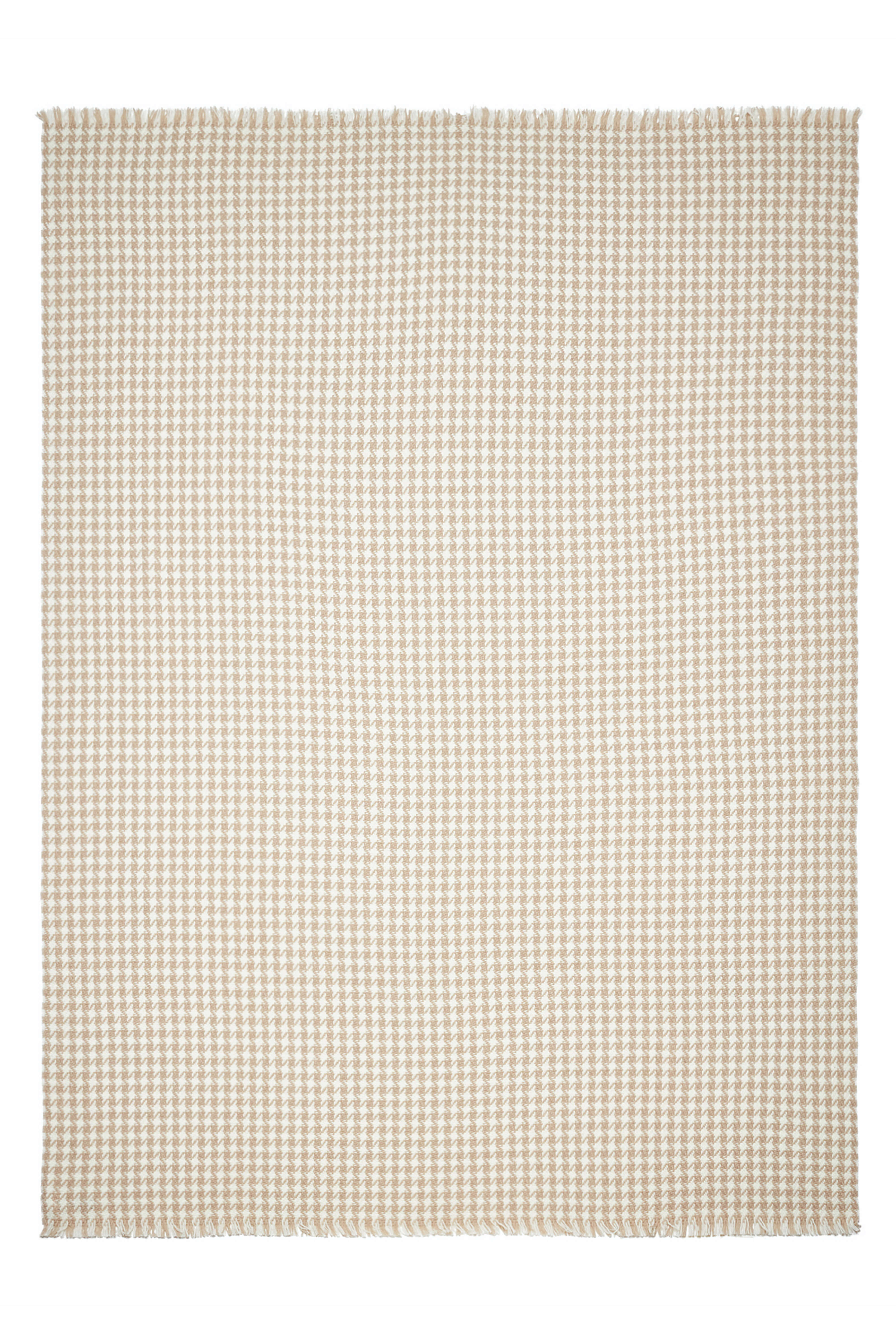 Tolone: houndstooth cashmere throw - Beige / Ecru